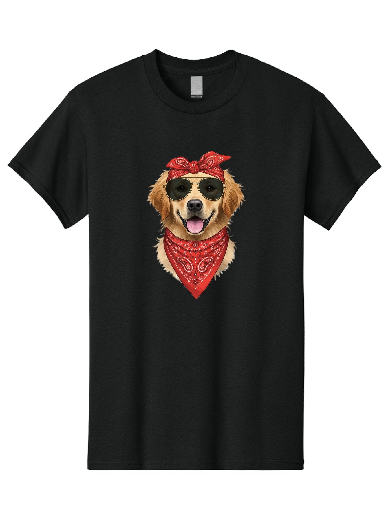 Cool-Dog Men'S Graphic Tee, 100% Cotton, Comfortable Casual Summer Wear, Machine Washable, Golden Retriever Dog, Red Bandana, Sunglasses, Cool Dog, Funny Dog, Dog Portrait, Canine Fashion, Stylish Pet Bab815 9