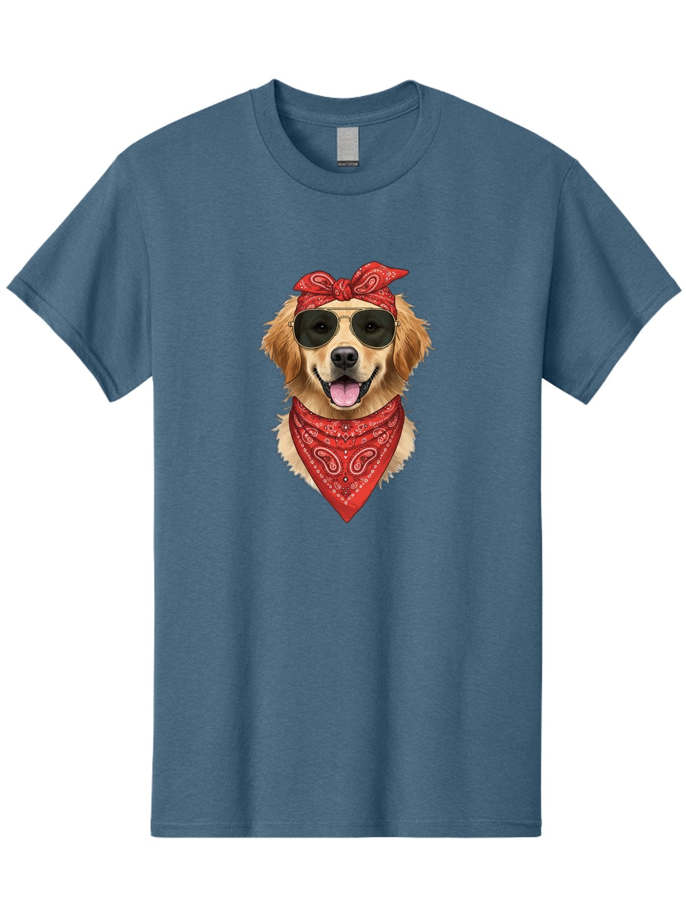 Cool-Dog Men'S Graphic Tee, 100% Cotton, Comfortable Casual Summer Wear, Machine Washable, Golden Retriever Dog, Red Bandana, Sunglasses, Cool Dog, Funny Dog, Dog Portrait, Canine Fashion, Stylish Pet Bab815 3