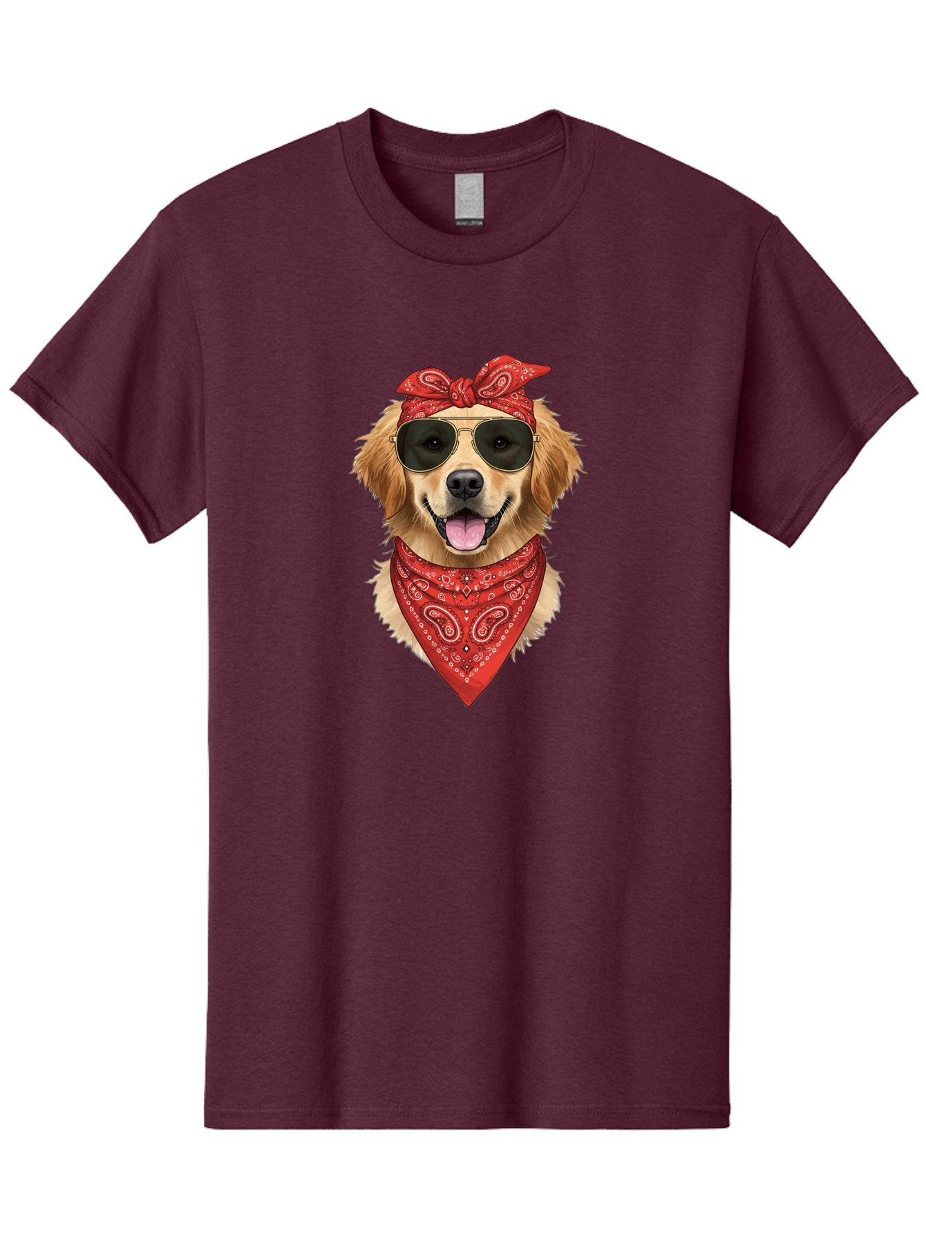 Cool-Dog Men'S Graphic Tee, 100% Cotton, Comfortable Casual Summer Wear, Machine Washable, Golden Retriever Dog, Red Bandana, Sunglasses, Cool Dog, Funny Dog, Dog Portrait, Canine Fashion, Stylish Pet Bab815 11