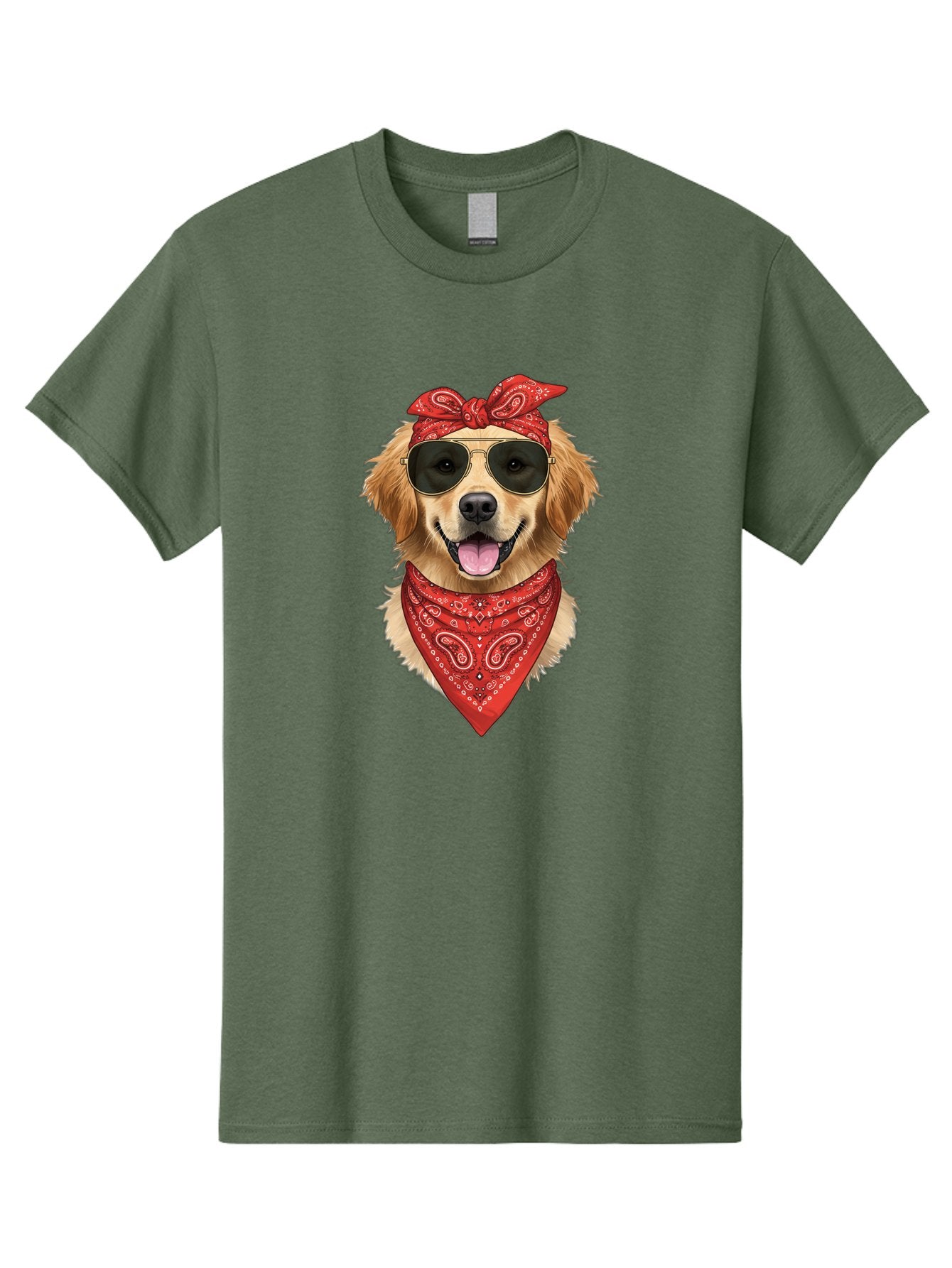 Cool-Dog Men'S Graphic Tee, 100% Cotton, Comfortable Casual Summer Wear, Machine Washable, Golden Retriever Dog, Red Bandana, Sunglasses, Cool Dog, Funny Dog, Dog Portrait, Canine Fashion, Stylish Pet Bab815 14