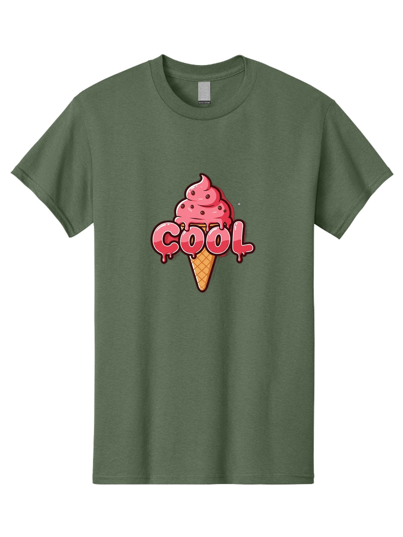 Cool-Ice-Cream Men'S Graphic Tee, 100% Cotton, Comfortable Casual Summer Wear, Machine Washable, Cool Ice Cream, Sweet Treat, Ice Cream Cone, Melting Ice Cream, Dripping Ice Cream, Summer Dessert, Chocolate Chip Ice Cream, Cartoon Illustration Bab816 12