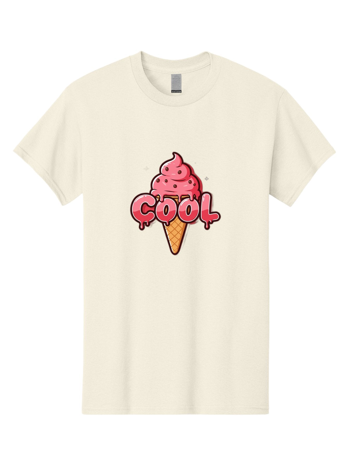 Cool-Ice-Cream Men'S Graphic Tee, 100% Cotton, Comfortable Casual Summer Wear, Machine Washable, Cool Ice Cream, Sweet Treat, Ice Cream Cone, Melting Ice Cream, Dripping Ice Cream, Summer Dessert, Chocolate Chip Ice Cream, Cartoon Illustration Bab816 7