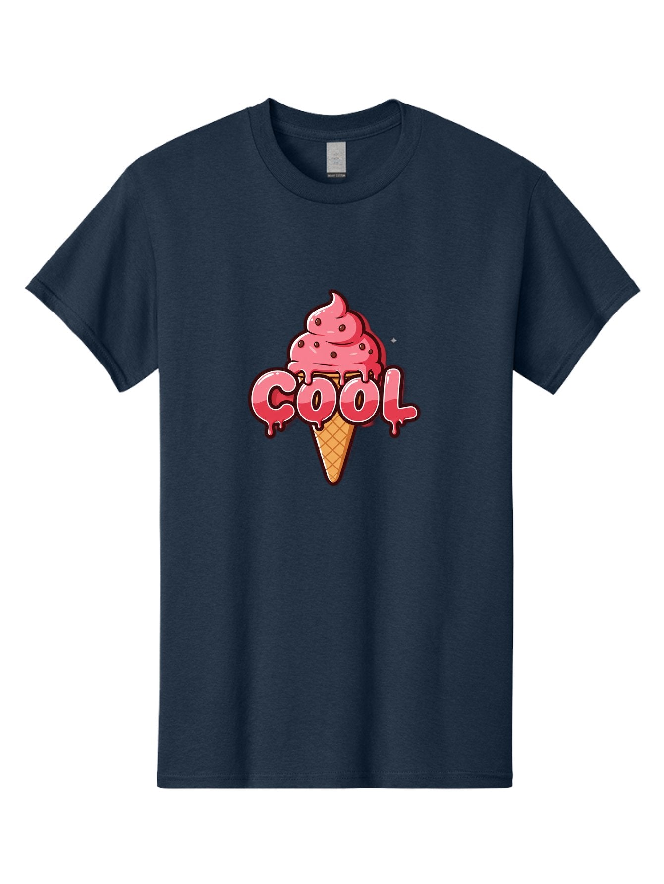Cool-Ice-Cream Men'S Graphic Tee, 100% Cotton, Comfortable Casual Summer Wear, Machine Washable, Cool Ice Cream, Sweet Treat, Ice Cream Cone, Melting Ice Cream, Dripping Ice Cream, Summer Dessert, Chocolate Chip Ice Cream, Cartoon Illustration Bab816