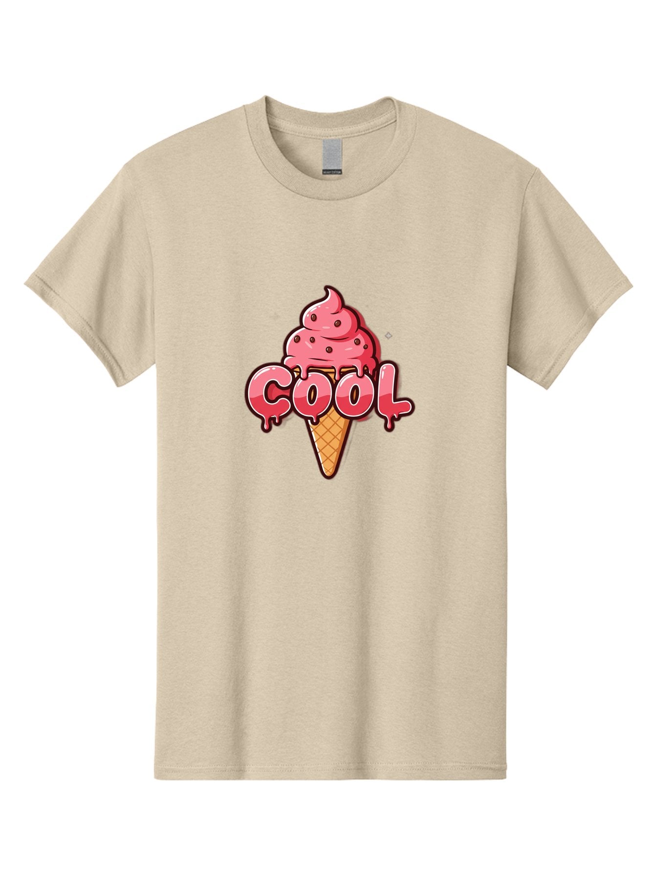 Cool-Ice-Cream Men'S Graphic Tee, 100% Cotton, Comfortable Casual Summer Wear, Machine Washable, Cool Ice Cream, Sweet Treat, Ice Cream Cone, Melting Ice Cream, Dripping Ice Cream, Summer Dessert, Chocolate Chip Ice Cream, Cartoon Illustration Bab816 10