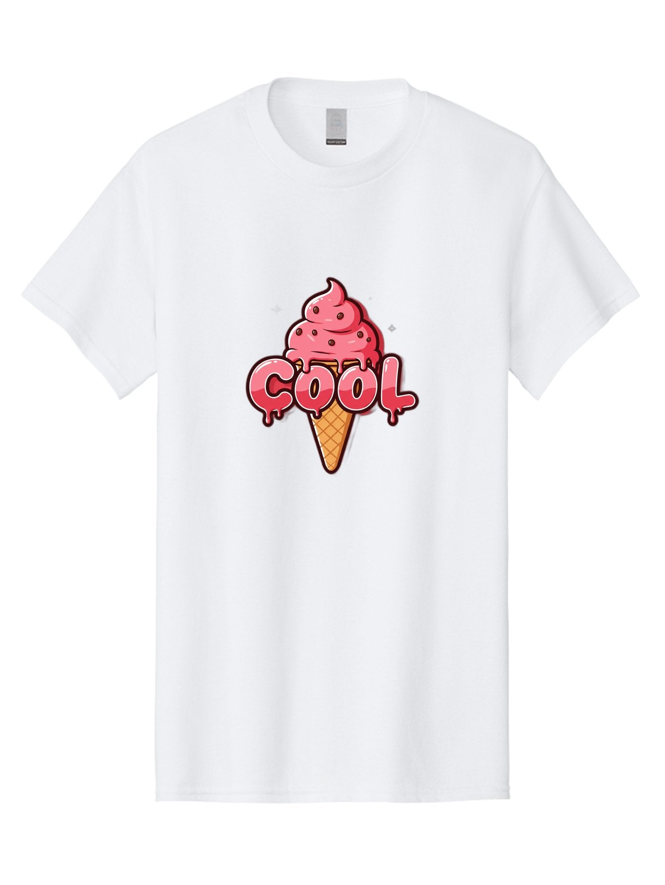 Cool-Ice-Cream Men'S Graphic Tee, 100% Cotton, Comfortable Casual Summer Wear, Machine Washable, Cool Ice Cream, Sweet Treat, Ice Cream Cone, Melting Ice Cream, Dripping Ice Cream, Summer Dessert, Chocolate Chip Ice Cream, Cartoon Illustration Bab816 6