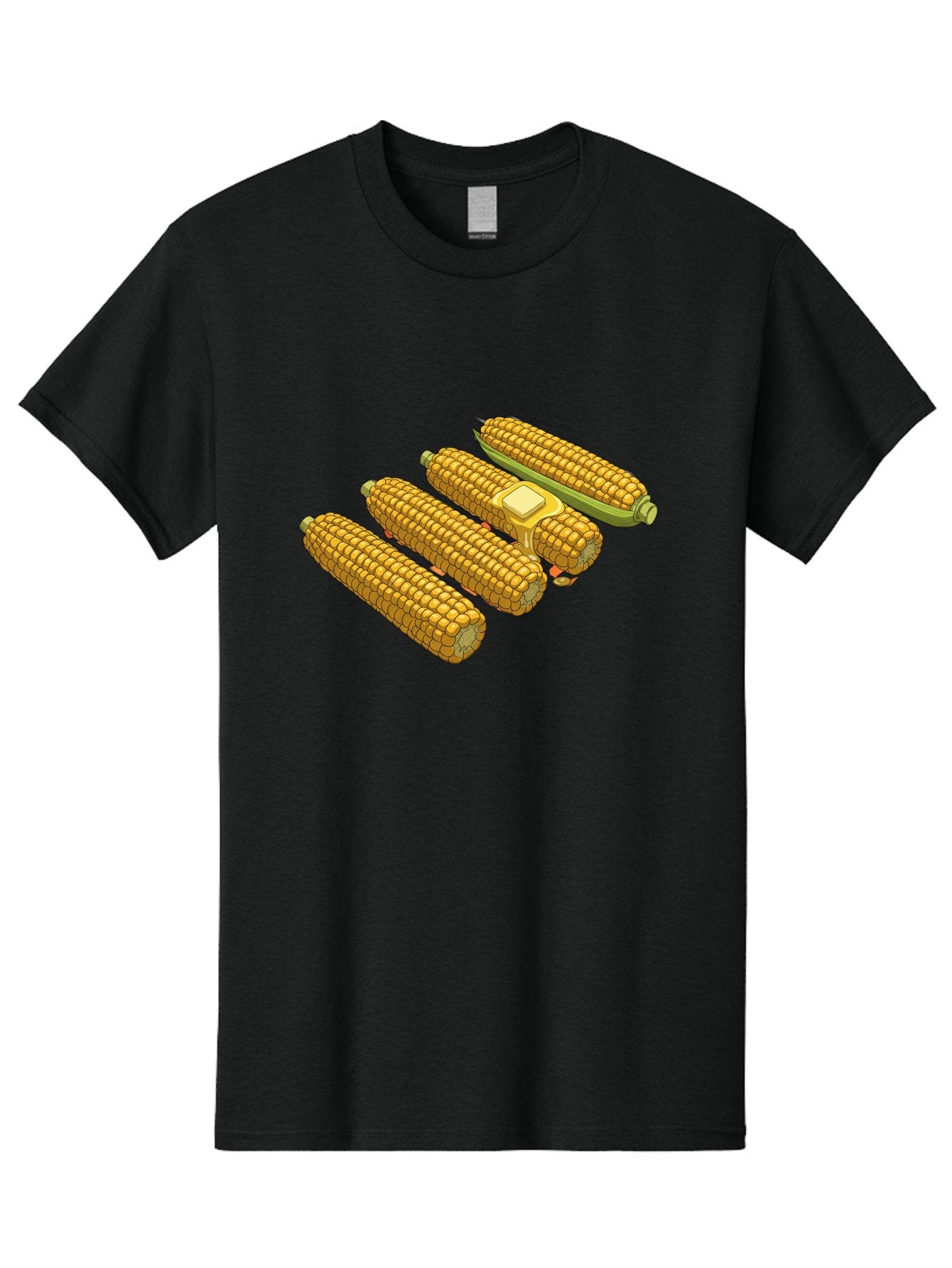 Corn-On-The-Cob Men'S Graphic Tee, 100% Cotton, Comfortable Casual Summer Wear, Machine Washable, Corn On The Cob, Yellow Corn, Ear Of Corn, Corn Kernels, Corn Illustration, Food Graphic, Summer Food, Healthy Snack Bab818