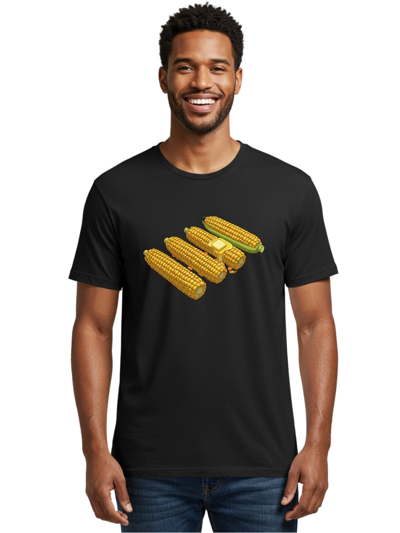 Corn-On-The-Cob Men'S Graphic Tee, 100% Cotton, Comfortable Casual Summer Wear, Machine Washable, Corn On The Cob, Yellow Corn, Ear Of Corn, Corn Kernels, Corn Illustration, Food Graphic, Summer Food, Healthy Snack Bab818 21