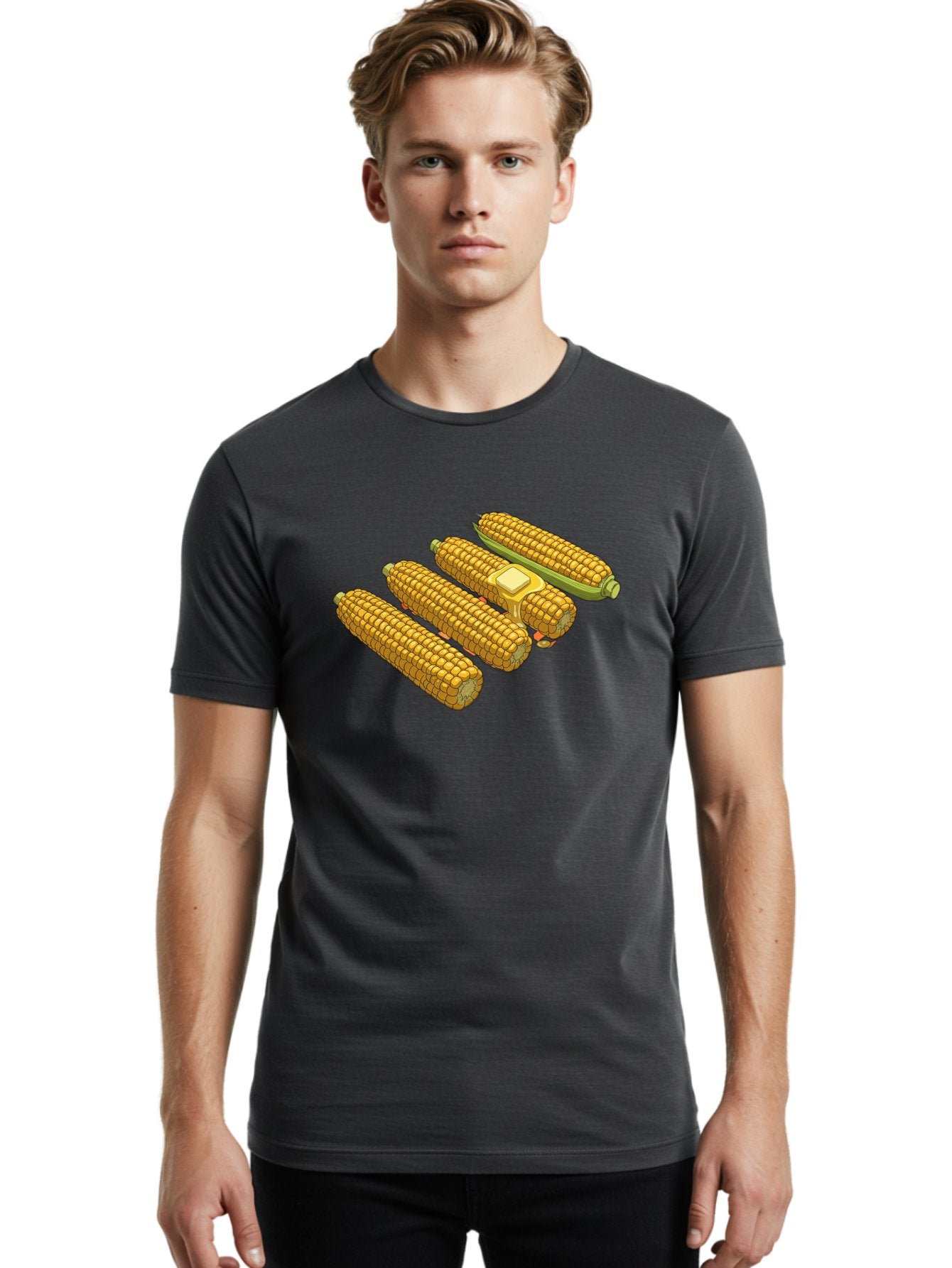 Corn-On-The-Cob Men'S Graphic Tee, 100% Cotton, Comfortable Casual Summer Wear, Machine Washable, Corn On The Cob, Yellow Corn, Ear Of Corn, Corn Kernels, Corn Illustration, Food Graphic, Summer Food, Healthy Snack Bab818 29