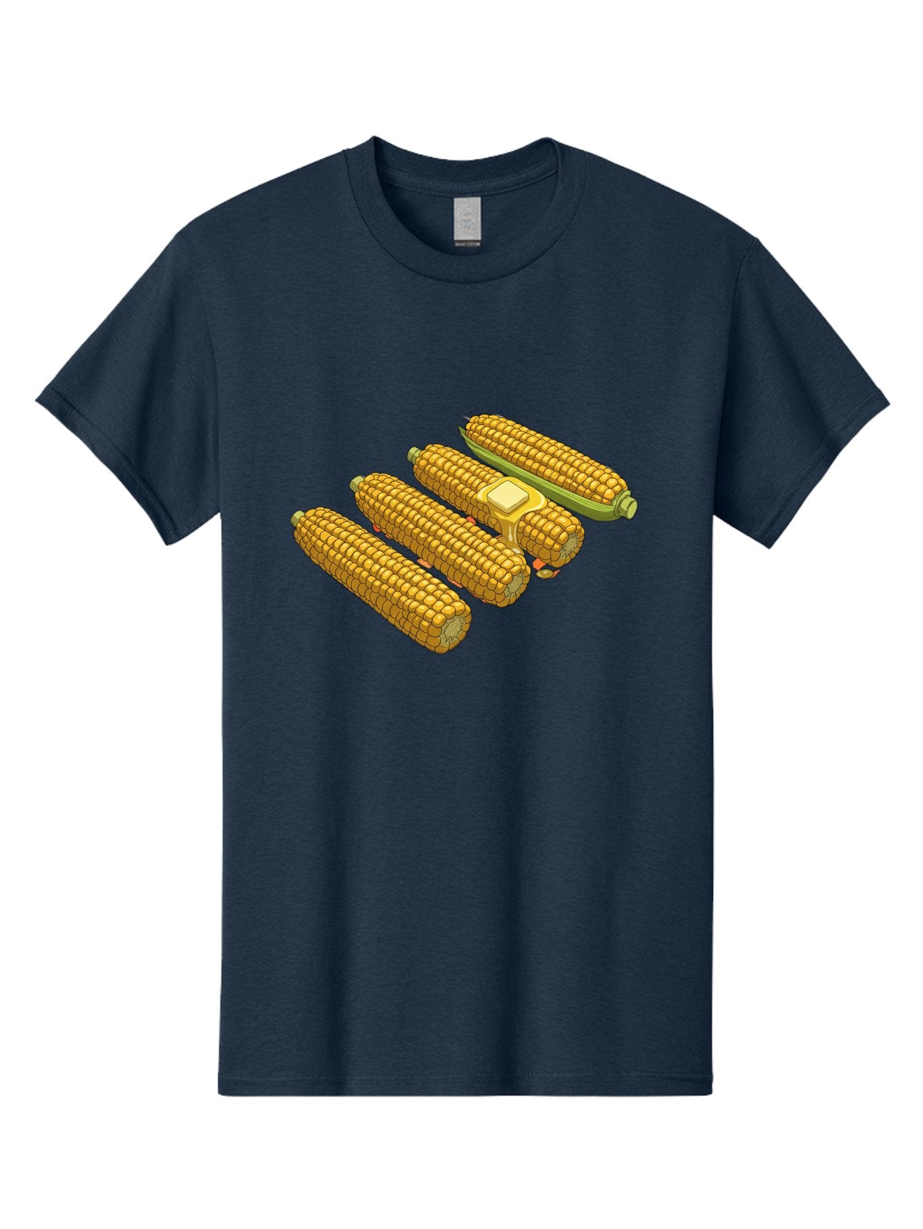 Corn-On-The-Cob Men'S Graphic Tee, 100% Cotton, Comfortable Casual Summer Wear, Machine Washable, Corn On The Cob, Yellow Corn, Ear Of Corn, Corn Kernels, Corn Illustration, Food Graphic, Summer Food, Healthy Snack Bab818