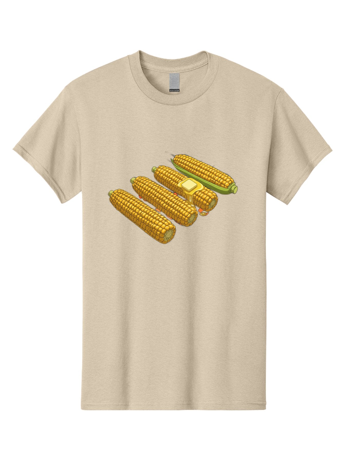 Corn-On-The-Cob Men'S Graphic Tee, 100% Cotton, Comfortable Casual Summer Wear, Machine Washable, Corn On The Cob, Yellow Corn, Ear Of Corn, Corn Kernels, Corn Illustration, Food Graphic, Summer Food, Healthy Snack Bab818 5