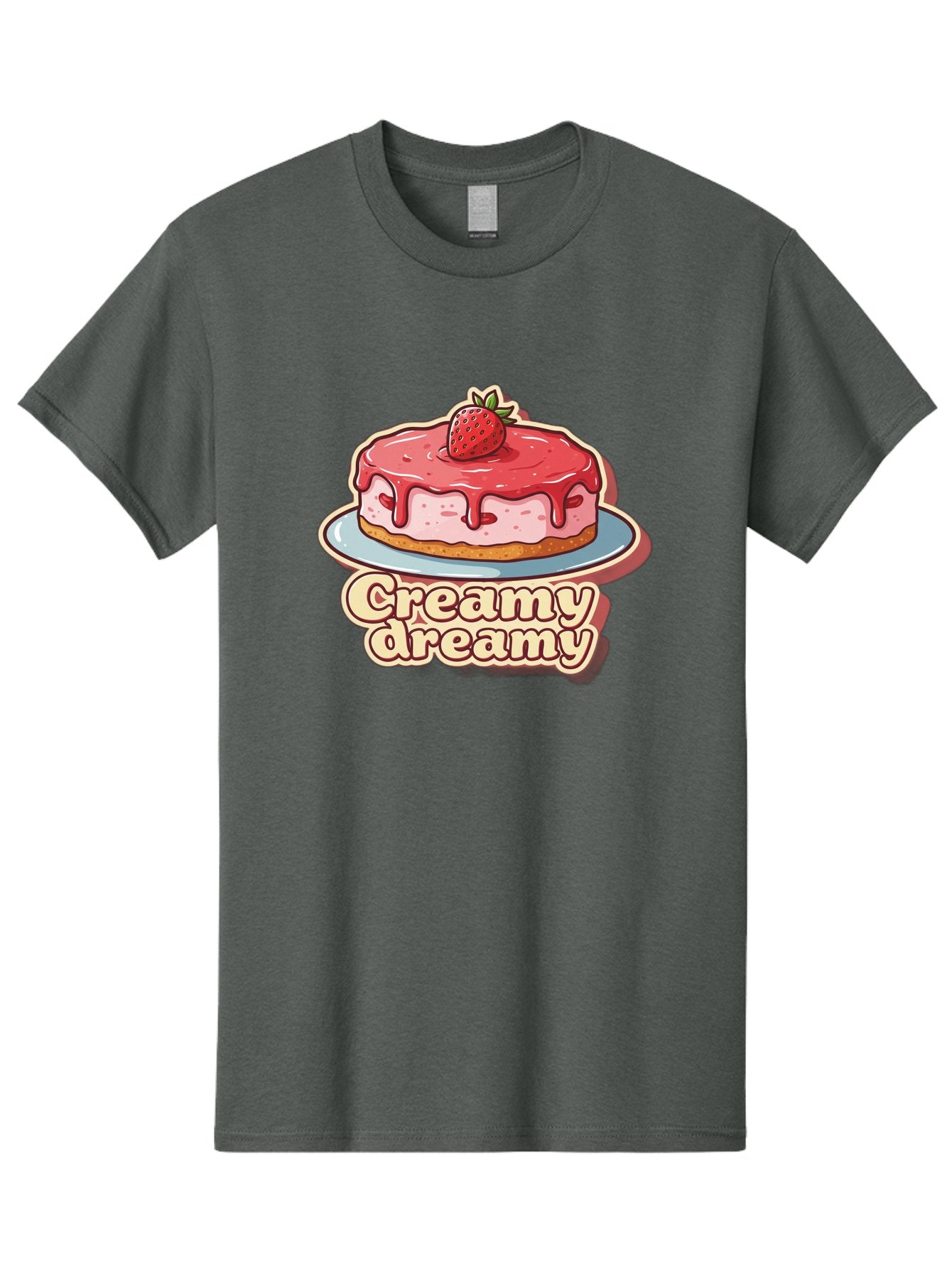 Creamy-Dreamy Men'S Graphic Tee, 100% Cotton, Comfortable Casual Summer Wear, Machine Washable, Strawberry Cheesecake, Sweet Treats, Dessert Lover, Pink Frosting, Strawberry Topping, Creamy Texture, Dreamy Delights, Foodie Art, Bab823 4