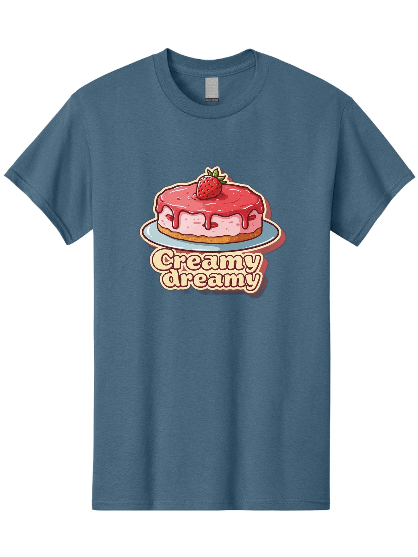 Creamy-Dreamy Men'S Graphic Tee, 100% Cotton, Comfortable Casual Summer Wear, Machine Washable, Strawberry Cheesecake, Sweet Treats, Dessert Lover, Pink Frosting, Strawberry Topping, Creamy Texture, Dreamy Delights, Foodie Art, Bab823 13