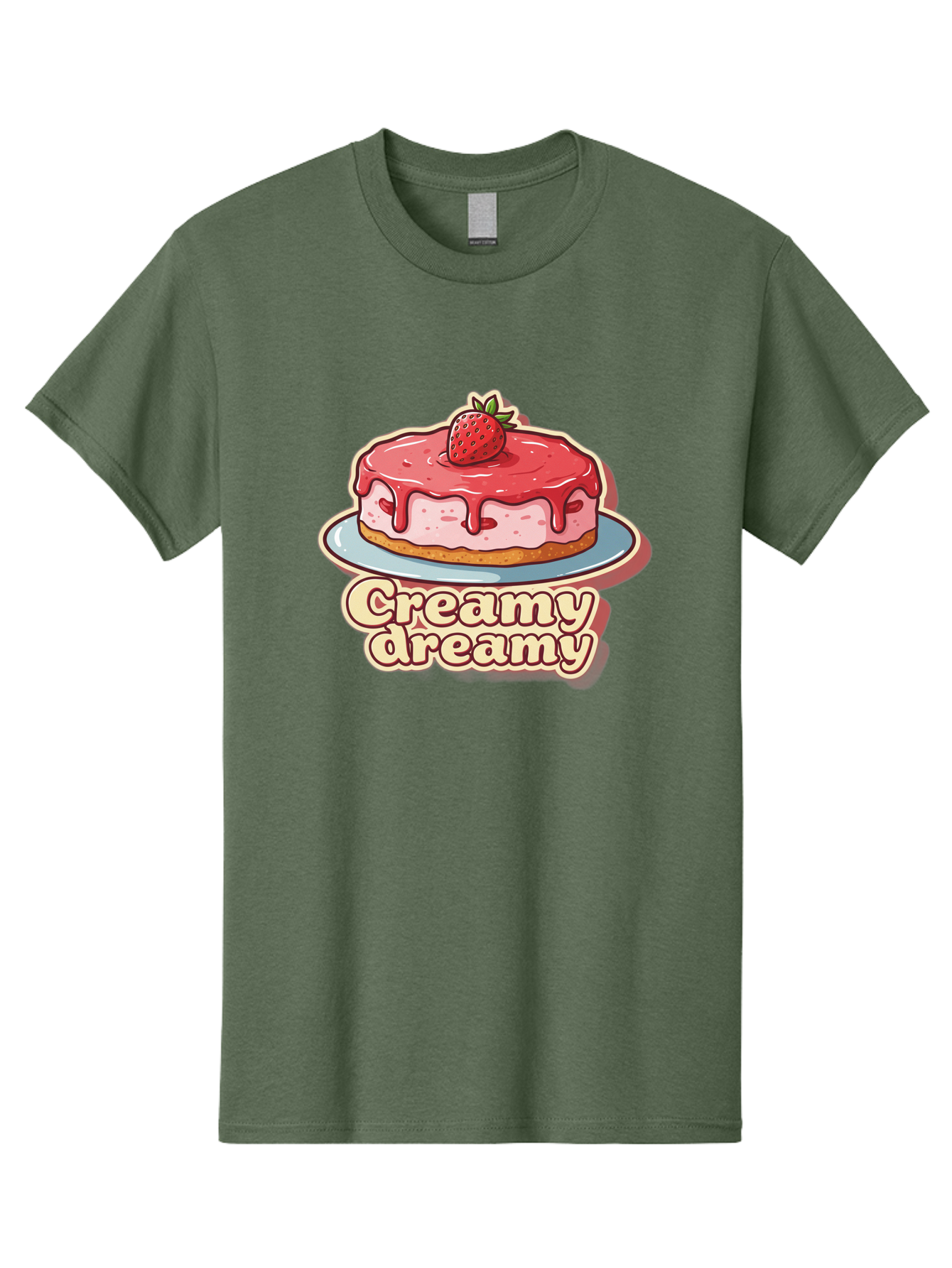 Creamy-Dreamy Men'S Graphic Tee, 100% Cotton, Comfortable Casual Summer Wear, Machine Washable, Strawberry Cheesecake, Sweet Treats, Dessert Lover, Pink Frosting, Strawberry Topping, Creamy Texture, Dreamy Delights, Foodie Art, Bab823 11