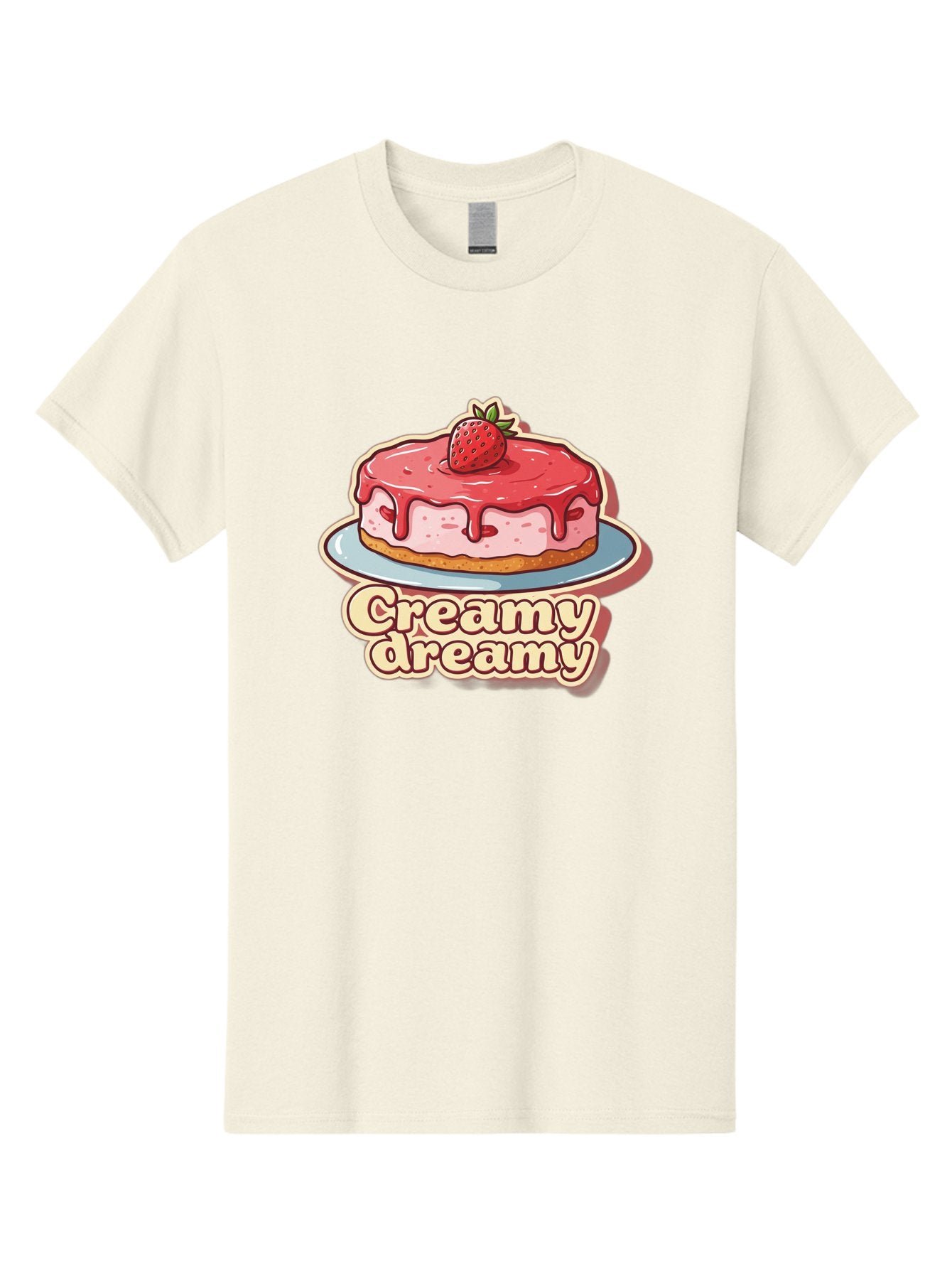 Creamy-Dreamy Men'S Graphic Tee, 100% Cotton, Comfortable Casual Summer Wear, Machine Washable, Strawberry Cheesecake, Sweet Treats, Dessert Lover, Pink Frosting, Strawberry Topping, Creamy Texture, Dreamy Delights, Foodie Art, Bab823 8