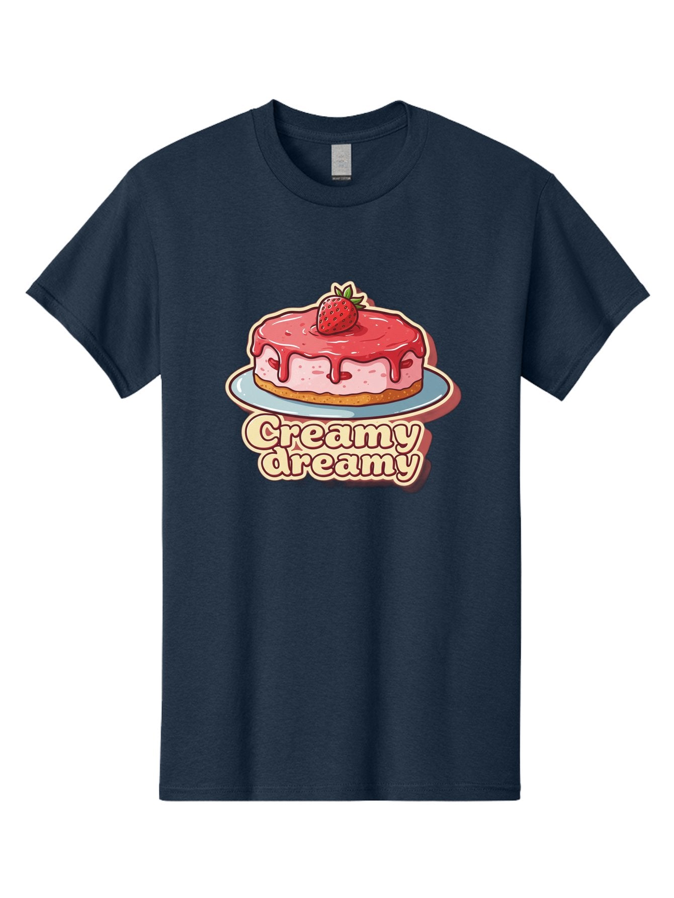 Creamy-Dreamy Men'S Graphic Tee, 100% Cotton, Comfortable Casual Summer Wear, Machine Washable, Strawberry Cheesecake, Sweet Treats, Dessert Lover, Pink Frosting, Strawberry Topping, Creamy Texture, Dreamy Delights, Foodie Art, Bab823 7
