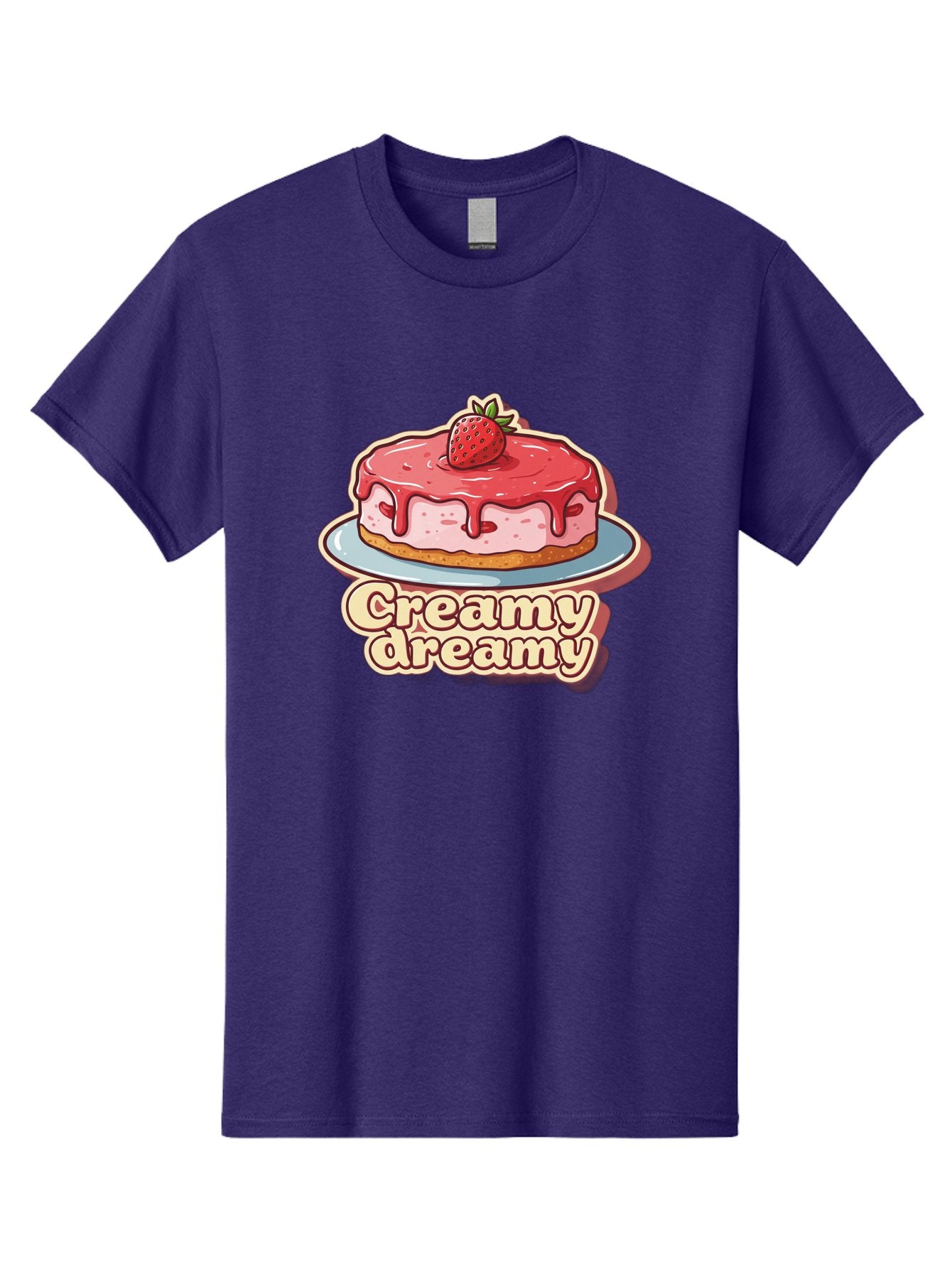 Creamy-Dreamy Men'S Graphic Tee, 100% Cotton, Comfortable Casual Summer Wear, Machine Washable, Strawberry Cheesecake, Sweet Treats, Dessert Lover, Pink Frosting, Strawberry Topping, Creamy Texture, Dreamy Delights, Foodie Art, Bab823 6