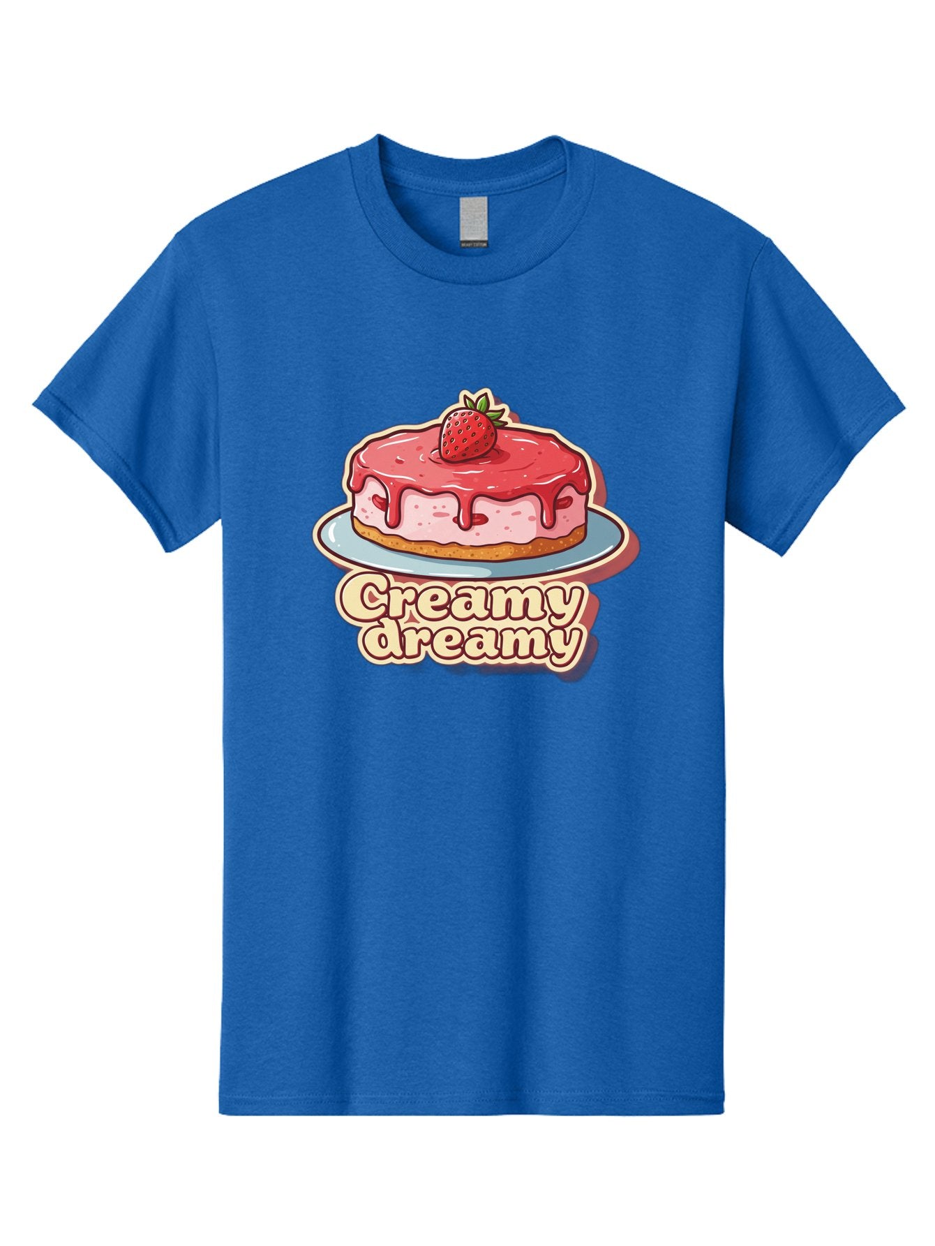 Creamy-Dreamy Men'S Graphic Tee, 100% Cotton, Comfortable Casual Summer Wear, Machine Washable, Strawberry Cheesecake, Sweet Treats, Dessert Lover, Pink Frosting, Strawberry Topping, Creamy Texture, Dreamy Delights, Foodie Art, Bab823 9