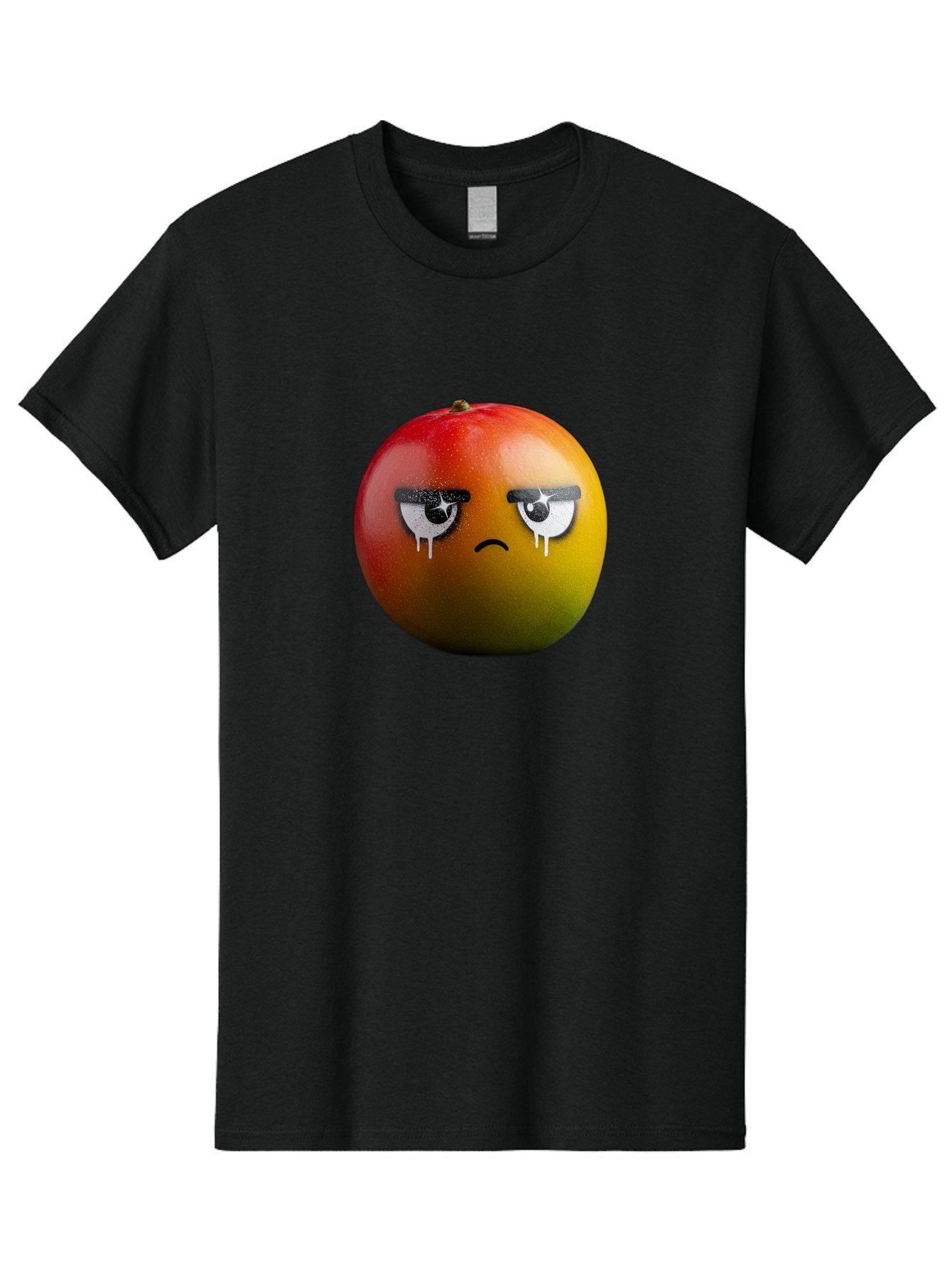 Crying-Mango-1 Men'S Graphic Tee, 100% Cotton, Comfortable Casual Summer Wear, Machine Washable, Mango With Sad Face, Crying Fruit, Distressed Expression, Emotional Fruit, Vibrant Colors, Artistic Design, Creative Illustration, Digital Art, Bab826 4