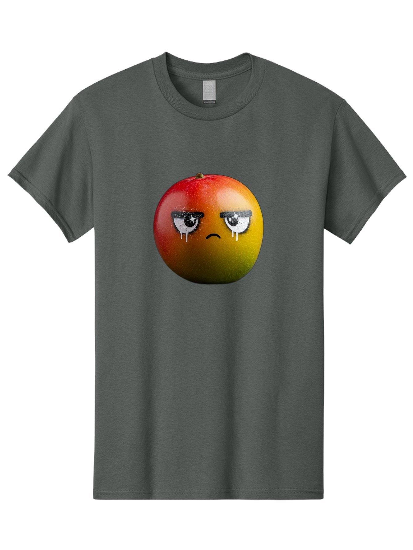 Crying-Mango-1 Men'S Graphic Tee, 100% Cotton, Comfortable Casual Summer Wear, Machine Washable, Mango With Sad Face, Crying Fruit, Distressed Expression, Emotional Fruit, Vibrant Colors, Artistic Design, Creative Illustration, Digital Art, Bab826 3