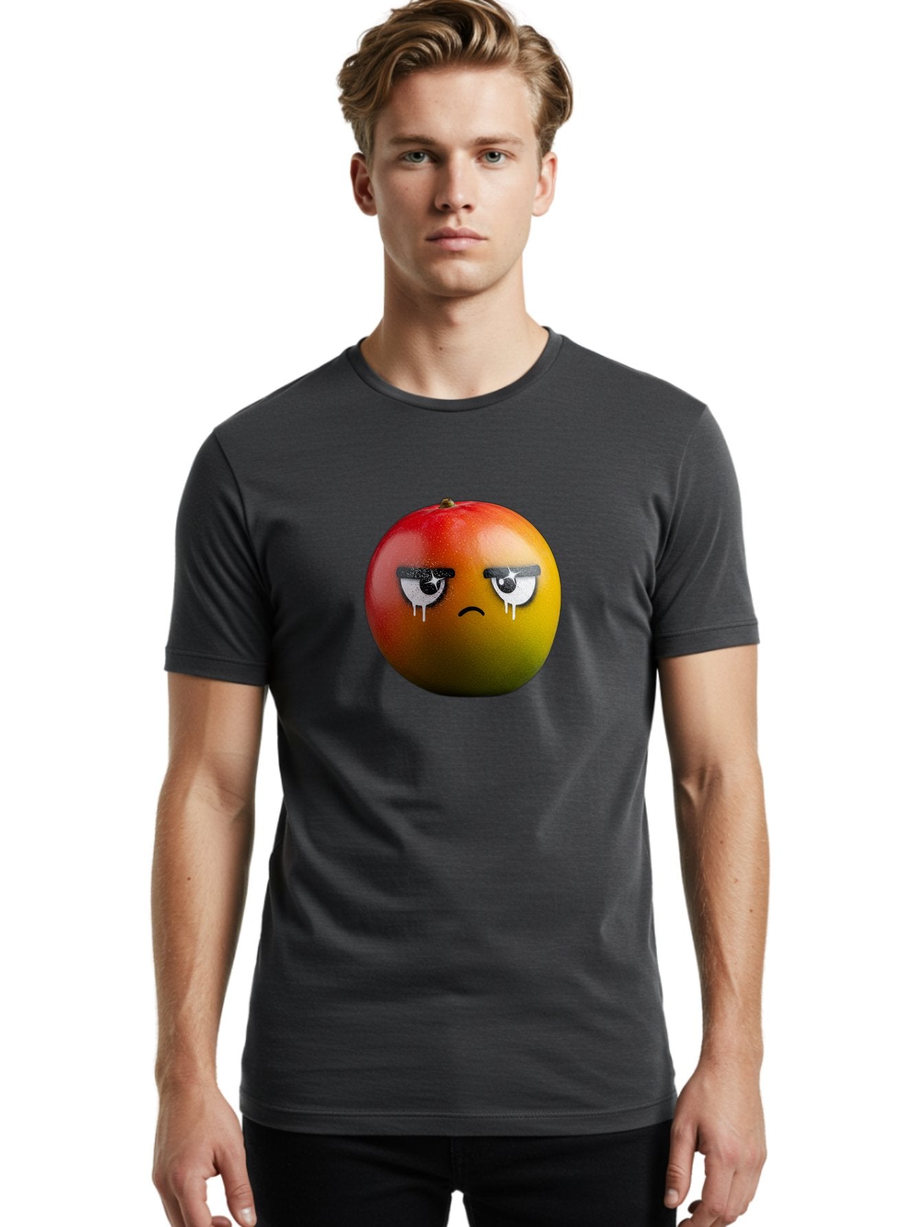 Crying-Mango-1 Men'S Graphic Tee, 100% Cotton, Comfortable Casual Summer Wear, Machine Washable, Mango With Sad Face, Crying Fruit, Distressed Expression, Emotional Fruit, Vibrant Colors, Artistic Design, Creative Illustration, Digital Art, Bab826 19