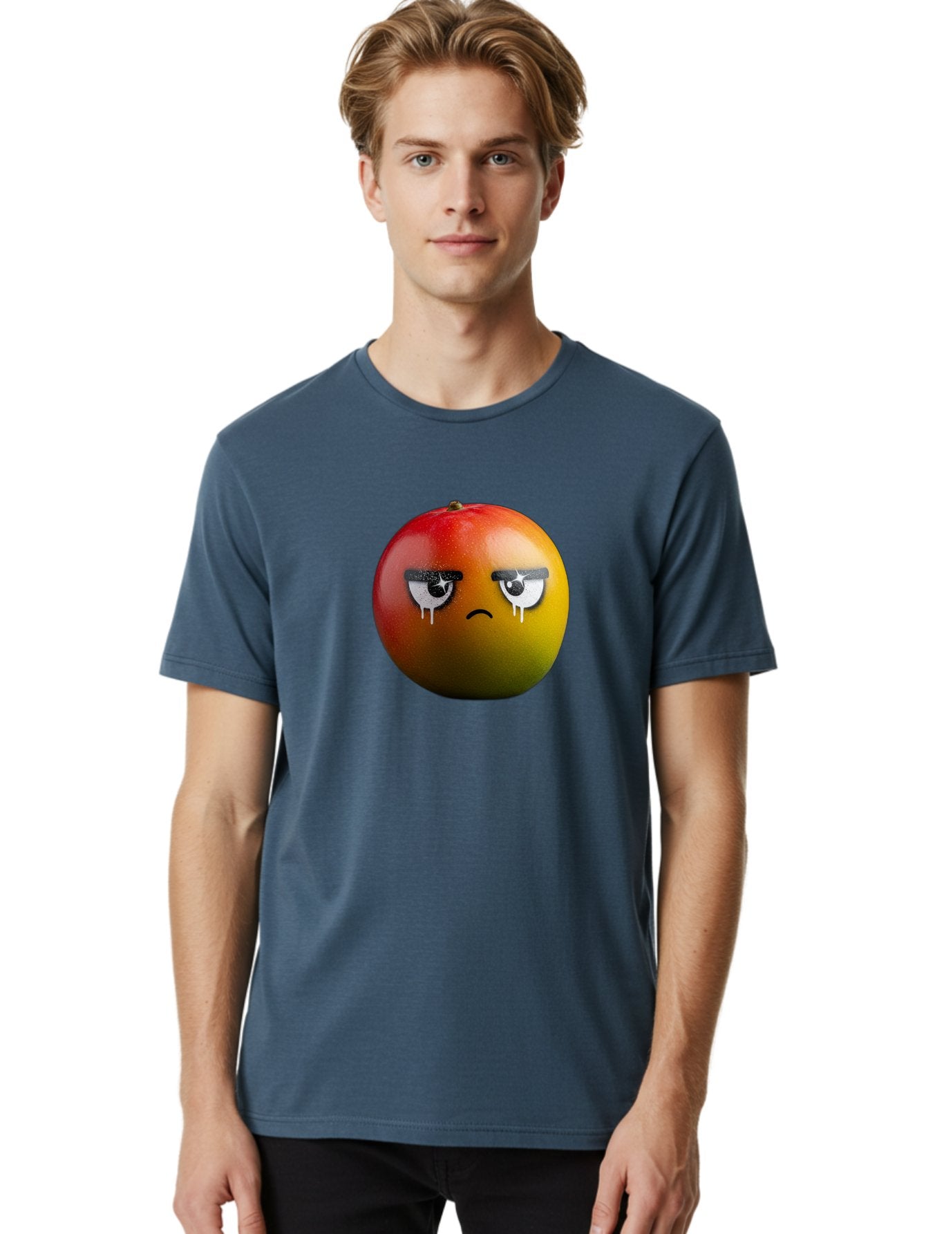 Crying-Mango-1 Men'S Graphic Tee, 100% Cotton, Comfortable Casual Summer Wear, Machine Washable, Mango With Sad Face, Crying Fruit, Distressed Expression, Emotional Fruit, Vibrant Colors, Artistic Design, Creative Illustration, Digital Art, Bab826 28