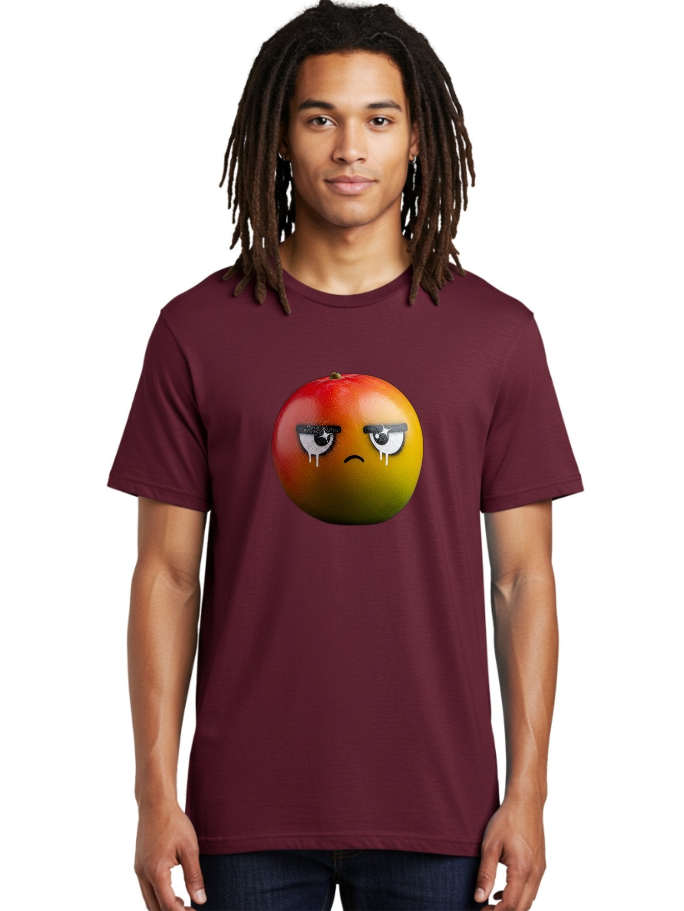 Crying-Mango-1 Men'S Graphic Tee, 100% Cotton, Comfortable Casual Summer Wear, Machine Washable, Mango With Sad Face, Crying Fruit, Distressed Expression, Emotional Fruit, Vibrant Colors, Artistic Design, Creative Illustration, Digital Art, Bab826 29