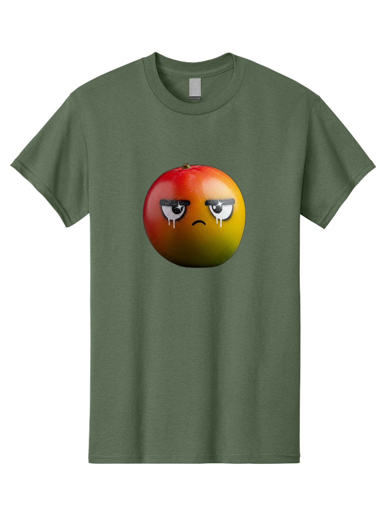 Crying-Mango-1 Men'S Graphic Tee, 100% Cotton, Comfortable Casual Summer Wear, Machine Washable, Mango With Sad Face, Crying Fruit, Distressed Expression, Emotional Fruit, Vibrant Colors, Artistic Design, Creative Illustration, Digital Art, Bab826 11