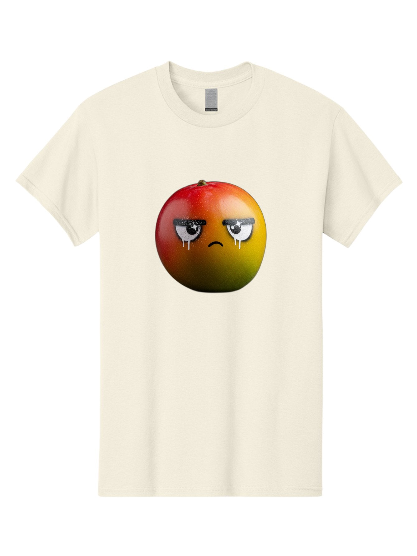 Crying-Mango-1 Men'S Graphic Tee, 100% Cotton, Comfortable Casual Summer Wear, Machine Washable, Mango With Sad Face, Crying Fruit, Distressed Expression, Emotional Fruit, Vibrant Colors, Artistic Design, Creative Illustration, Digital Art, Bab826 5