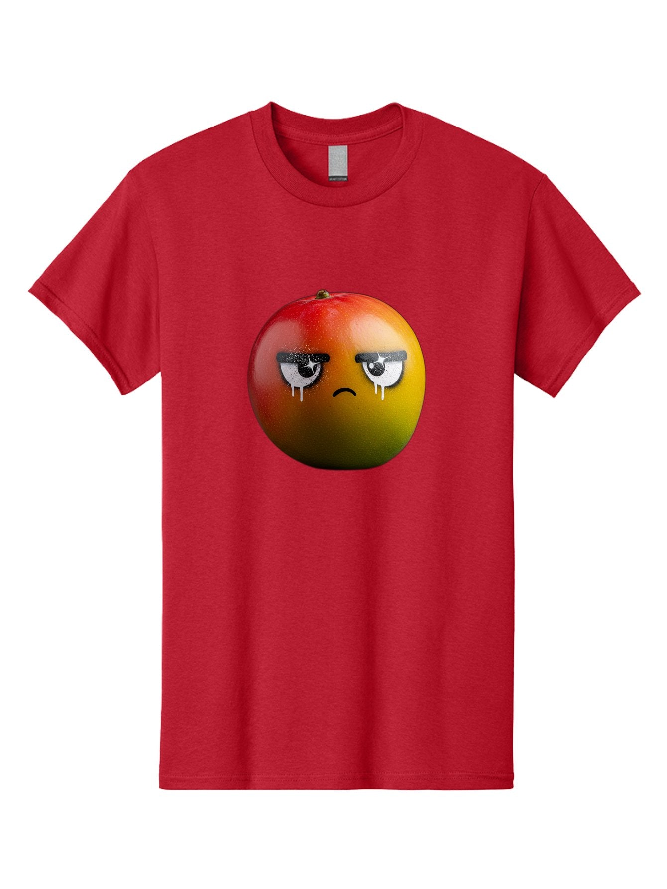 Crying-Mango-1 Men'S Graphic Tee, 100% Cotton, Comfortable Casual Summer Wear, Machine Washable, Mango With Sad Face, Crying Fruit, Distressed Expression, Emotional Fruit, Vibrant Colors, Artistic Design, Creative Illustration, Digital Art, Bab826 9