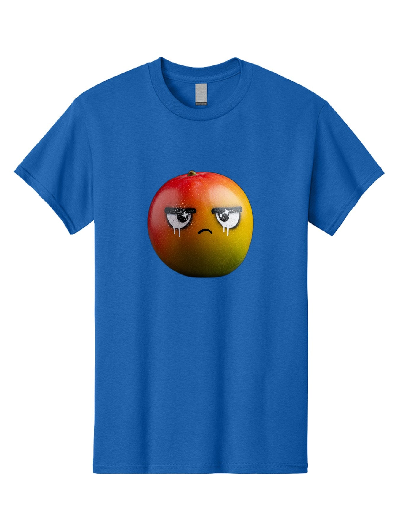 Crying-Mango-1 Men'S Graphic Tee, 100% Cotton, Comfortable Casual Summer Wear, Machine Washable, Mango With Sad Face, Crying Fruit, Distressed Expression, Emotional Fruit, Vibrant Colors, Artistic Design, Creative Illustration, Digital Art, Bab826 6