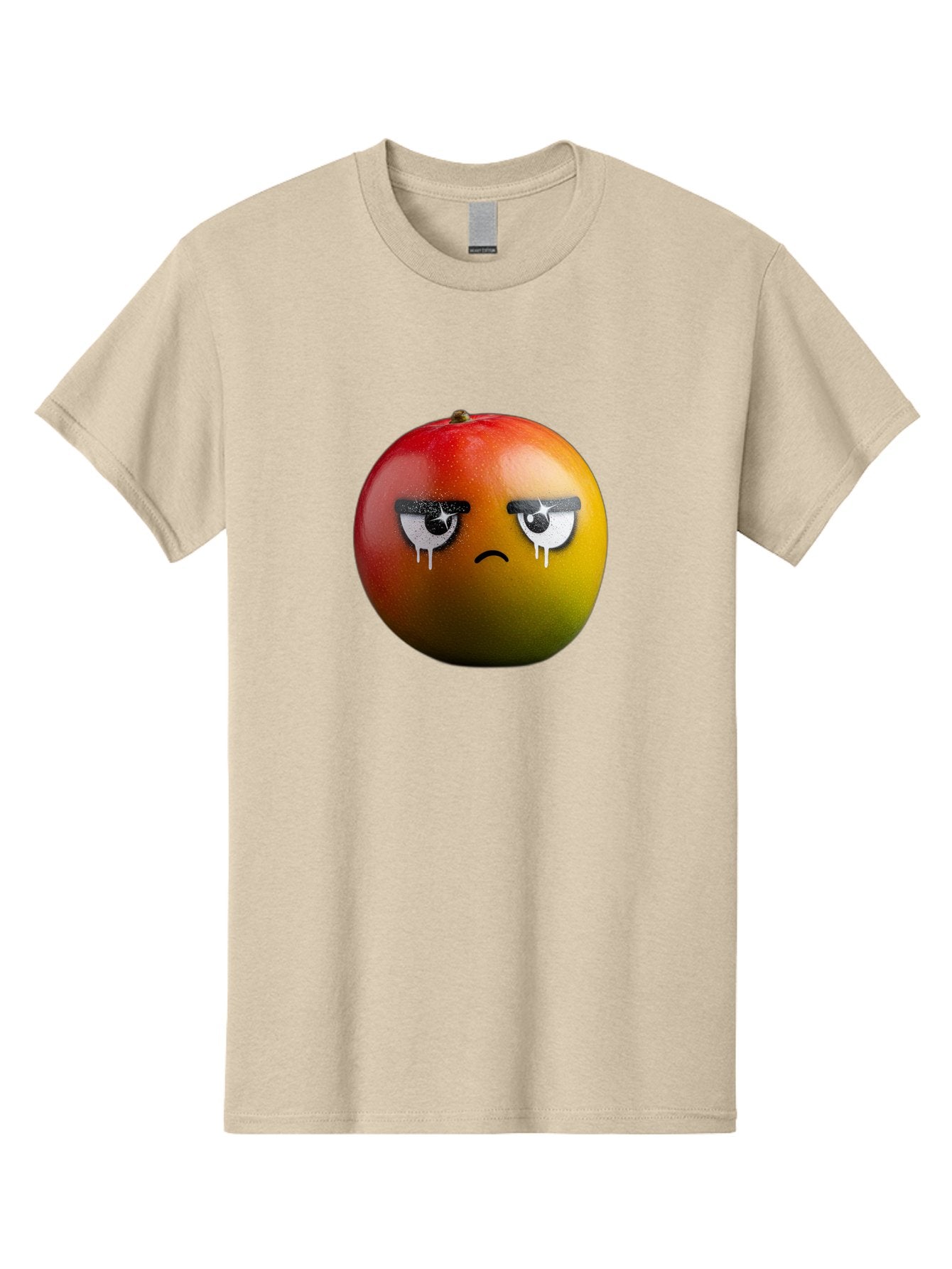 Crying-Mango-1 Men'S Graphic Tee, 100% Cotton, Comfortable Casual Summer Wear, Machine Washable, Mango With Sad Face, Crying Fruit, Distressed Expression, Emotional Fruit, Vibrant Colors, Artistic Design, Creative Illustration, Digital Art, Bab826 8