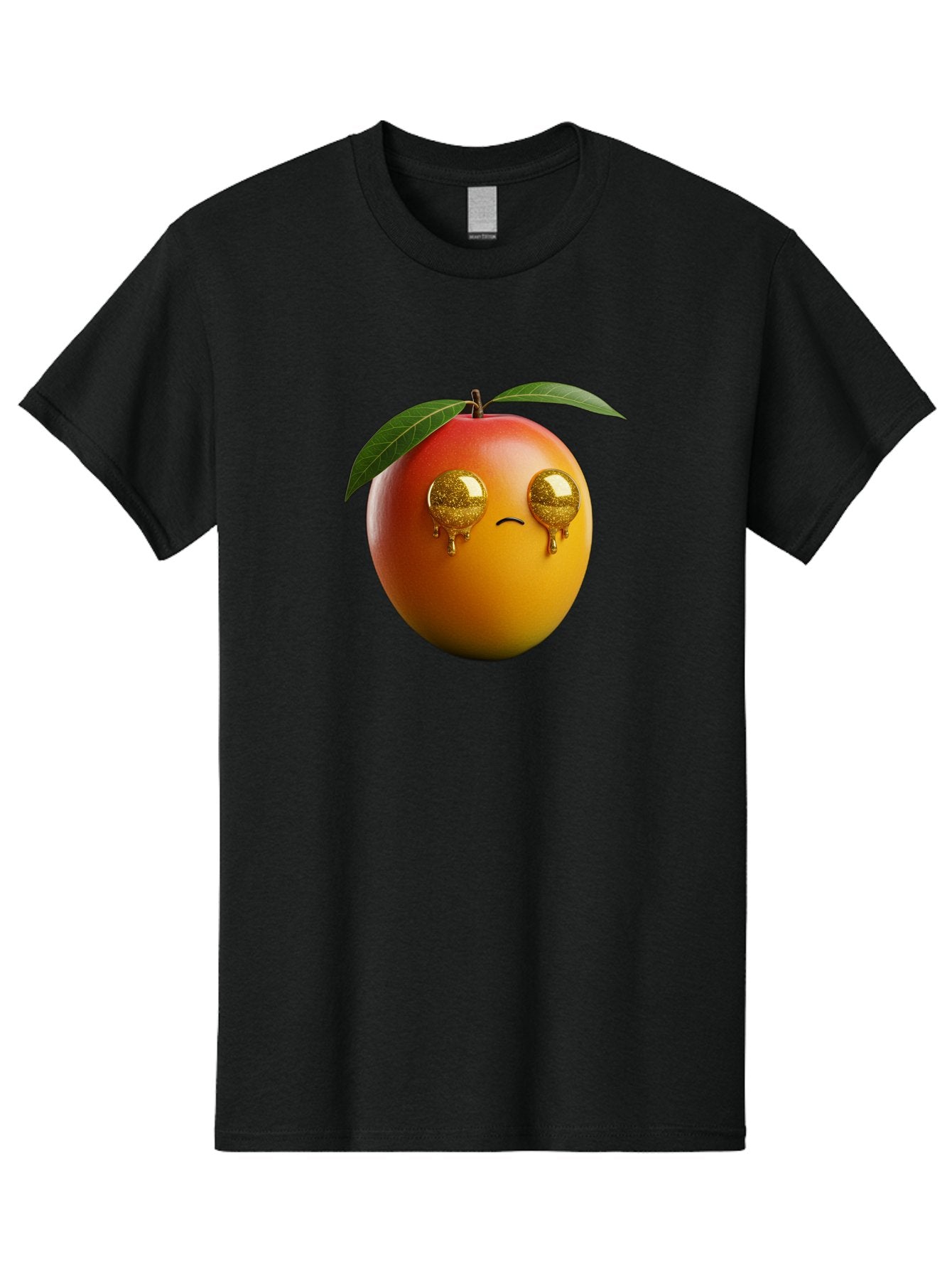 Crying-Mango Men'S Graphic Tee, 100% Cotton, Comfortable Casual Summer Wear, Machine Washable, Peach Fruit, Cartoon Character, Sad Face, Glossy Eyes, Vibrant Colors, Digital Art, Emotive Expression, Funny Fruit Bab827 12