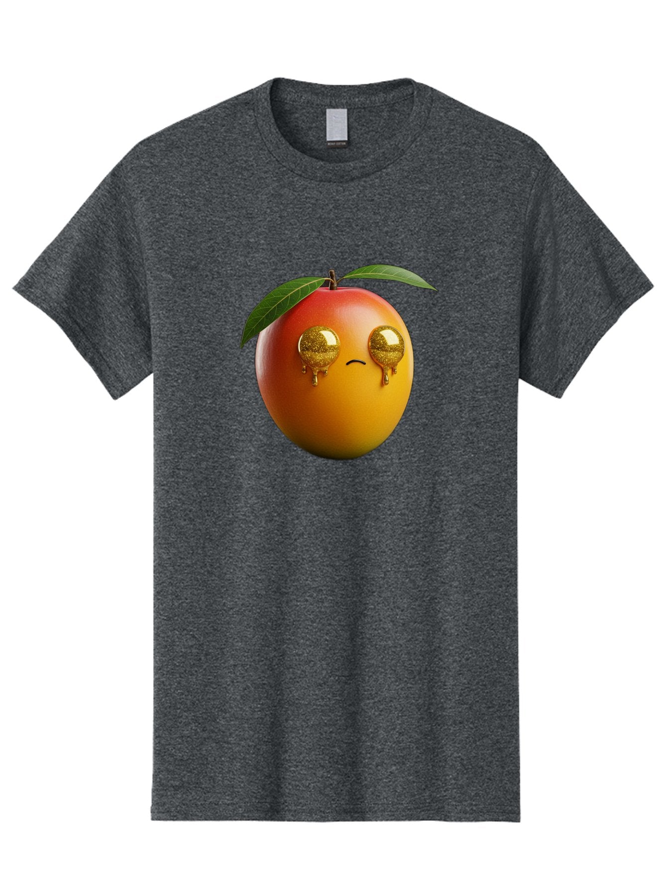 Crying-Mango Men'S Graphic Tee, 100% Cotton, Comfortable Casual Summer Wear, Machine Washable, Peach Fruit, Cartoon Character, Sad Face, Glossy Eyes, Vibrant Colors, Digital Art, Emotive Expression, Funny Fruit Bab827 14