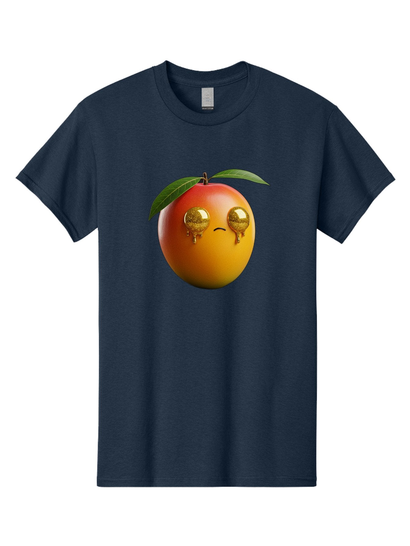 Crying-Mango Men'S Graphic Tee, 100% Cotton, Comfortable Casual Summer Wear, Machine Washable, Peach Fruit, Cartoon Character, Sad Face, Glossy Eyes, Vibrant Colors, Digital Art, Emotive Expression, Funny Fruit Bab827 11