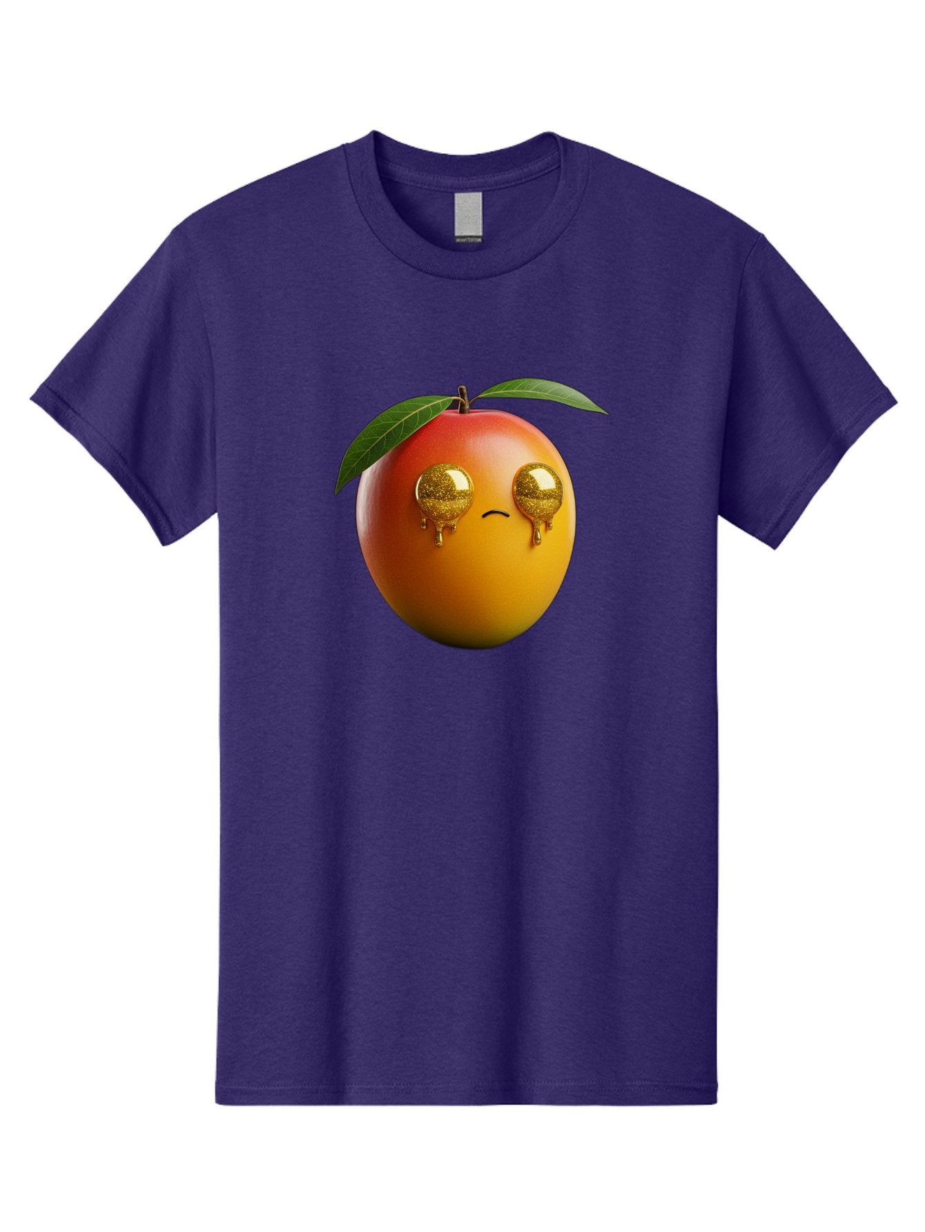 Crying-Mango Men'S Graphic Tee, 100% Cotton, Comfortable Casual Summer Wear, Machine Washable, Peach Fruit, Cartoon Character, Sad Face, Glossy Eyes, Vibrant Colors, Digital Art, Emotive Expression, Funny Fruit Bab827 7