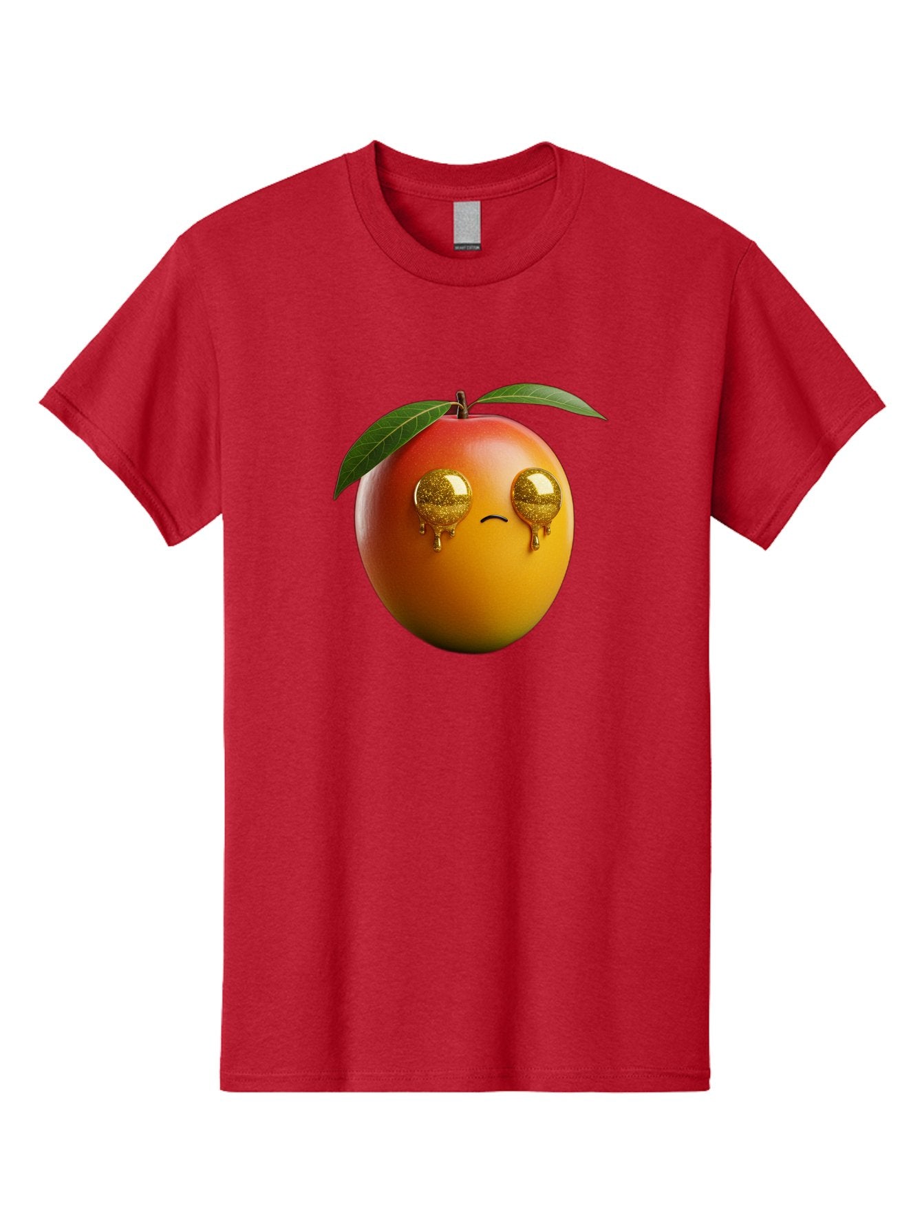 Crying-Mango Men'S Graphic Tee, 100% Cotton, Comfortable Casual Summer Wear, Machine Washable, Peach Fruit, Cartoon Character, Sad Face, Glossy Eyes, Vibrant Colors, Digital Art, Emotive Expression, Funny Fruit Bab827 13