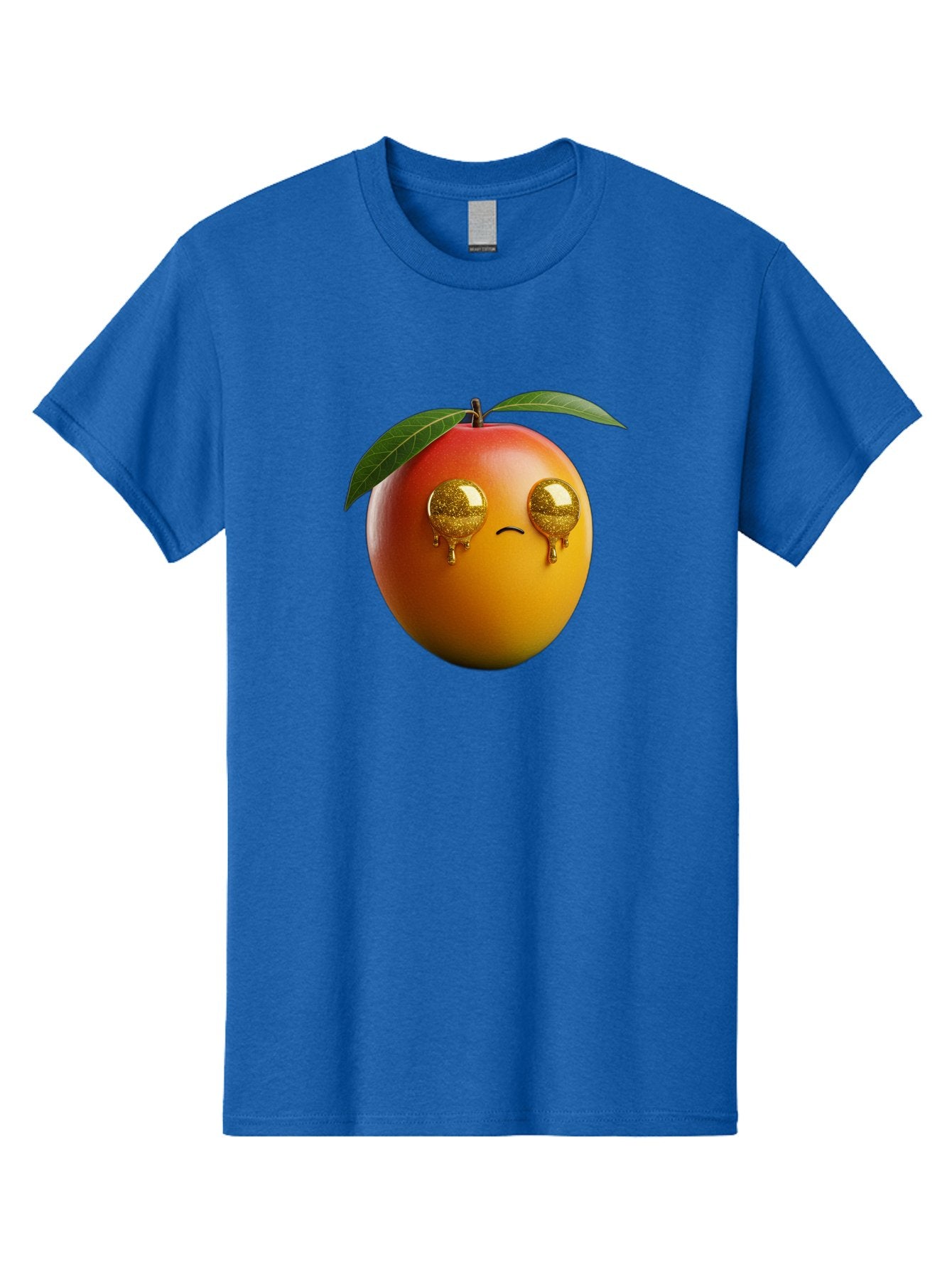 Crying-Mango Men'S Graphic Tee, 100% Cotton, Comfortable Casual Summer Wear, Machine Washable, Peach Fruit, Cartoon Character, Sad Face, Glossy Eyes, Vibrant Colors, Digital Art, Emotive Expression, Funny Fruit Bab827 9