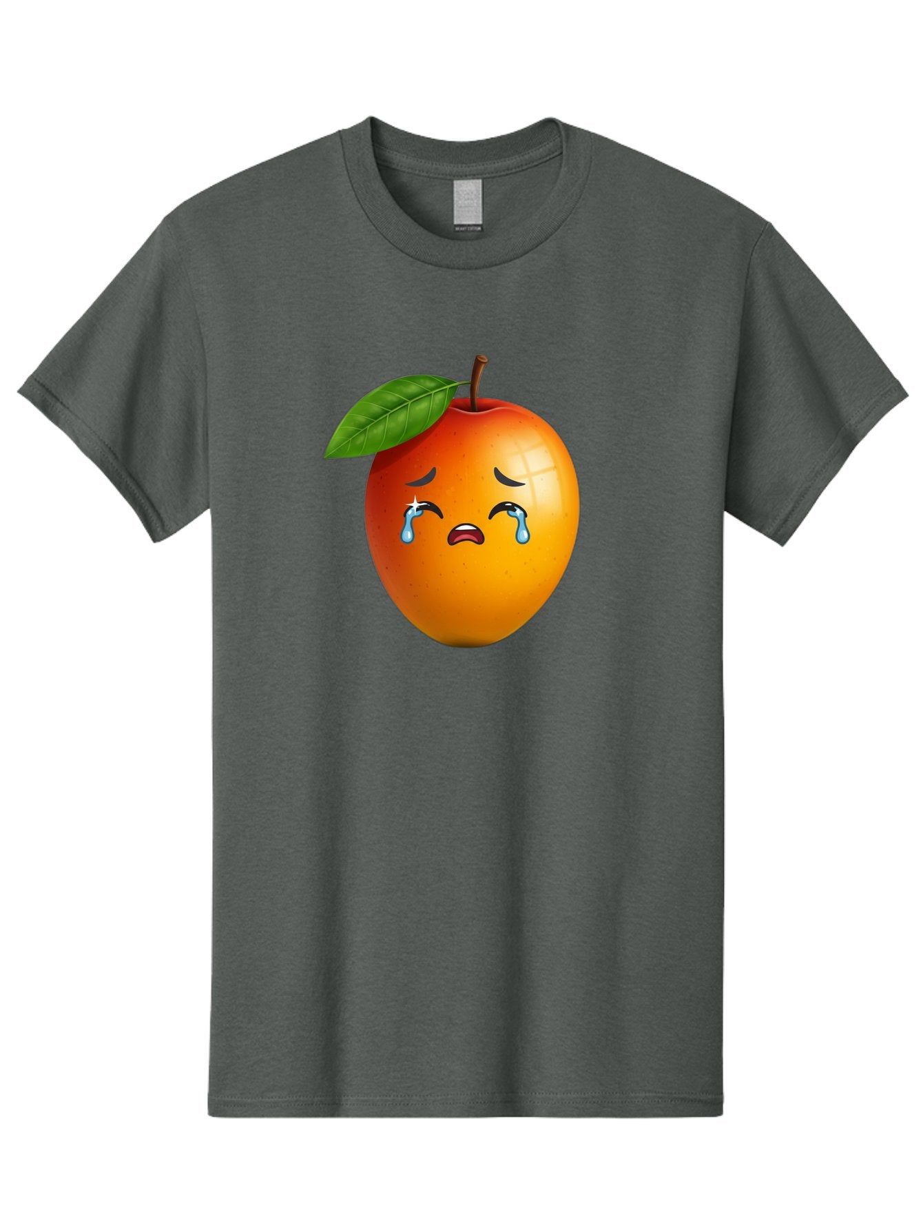 Crying-Peach Men'S Graphic Tee, 100% Cotton, Comfortable Casual Summer Wear, Machine Washable, Peach Fruit, Crying Face, Sad Expression, Tears, Sorrowful Emoji, Fruit Emoji, Emotional Face, Crying Peach, Peach With Tears Bab828 15