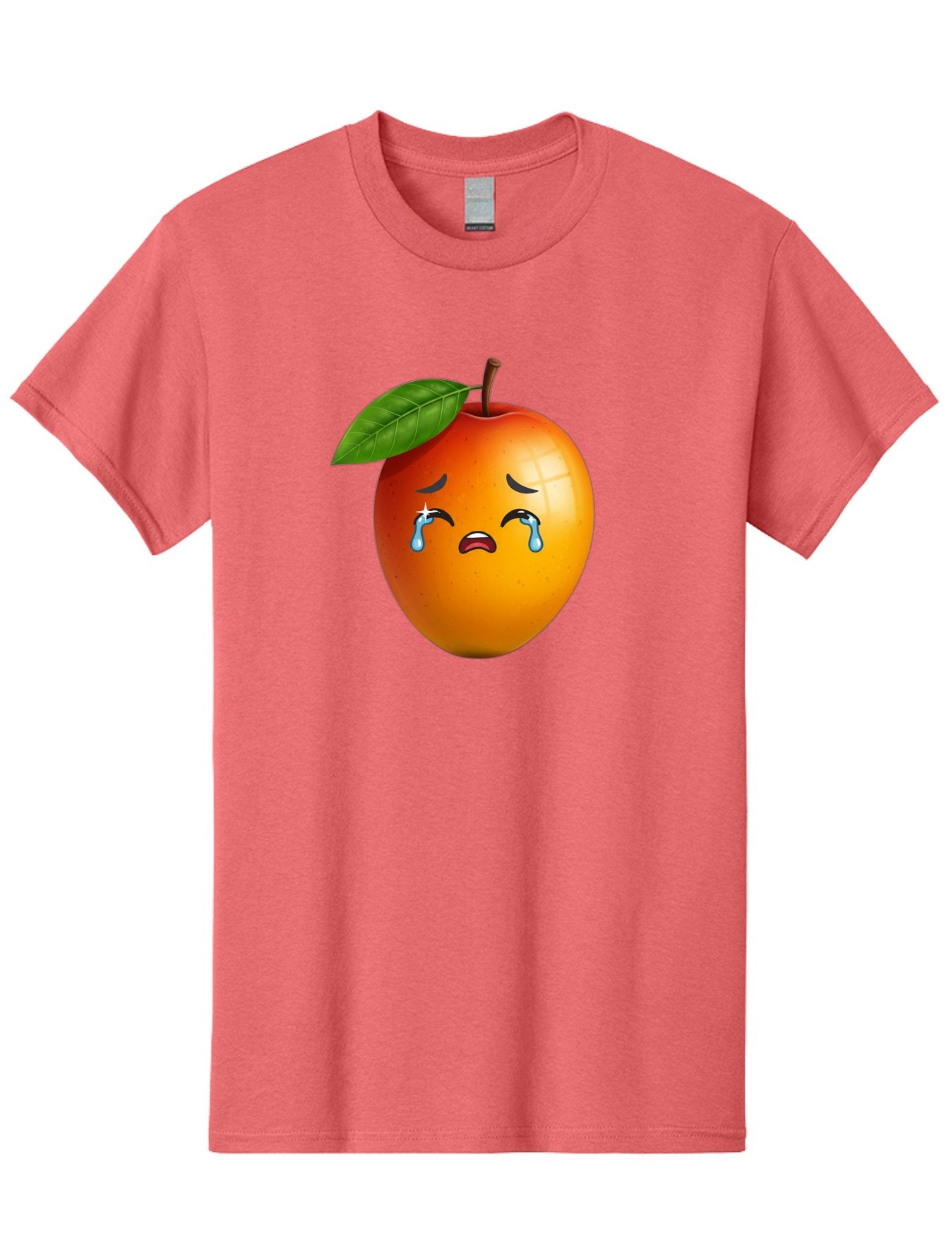 Crying-Peach Men'S Graphic Tee, 100% Cotton, Comfortable Casual Summer Wear, Machine Washable, Peach Fruit, Crying Face, Sad Expression, Tears, Sorrowful Emoji, Fruit Emoji, Emotional Face, Crying Peach, Peach With Tears Bab828 11