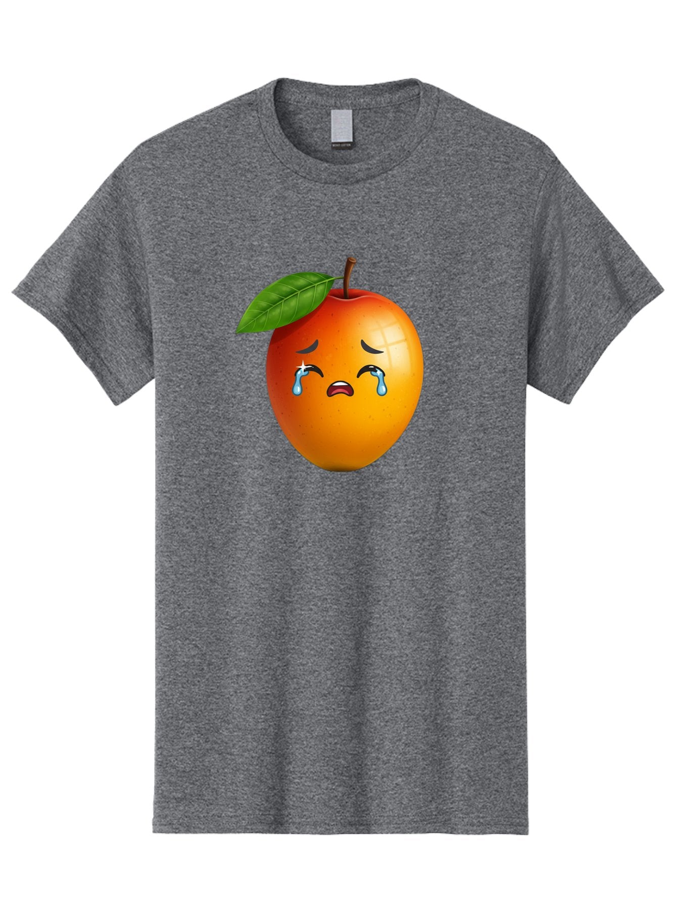 Crying-Peach Men'S Graphic Tee, 100% Cotton, Comfortable Casual Summer Wear, Machine Washable, Peach Fruit, Crying Face, Sad Expression, Tears, Sorrowful Emoji, Fruit Emoji, Emotional Face, Crying Peach, Peach With Tears Bab828 8