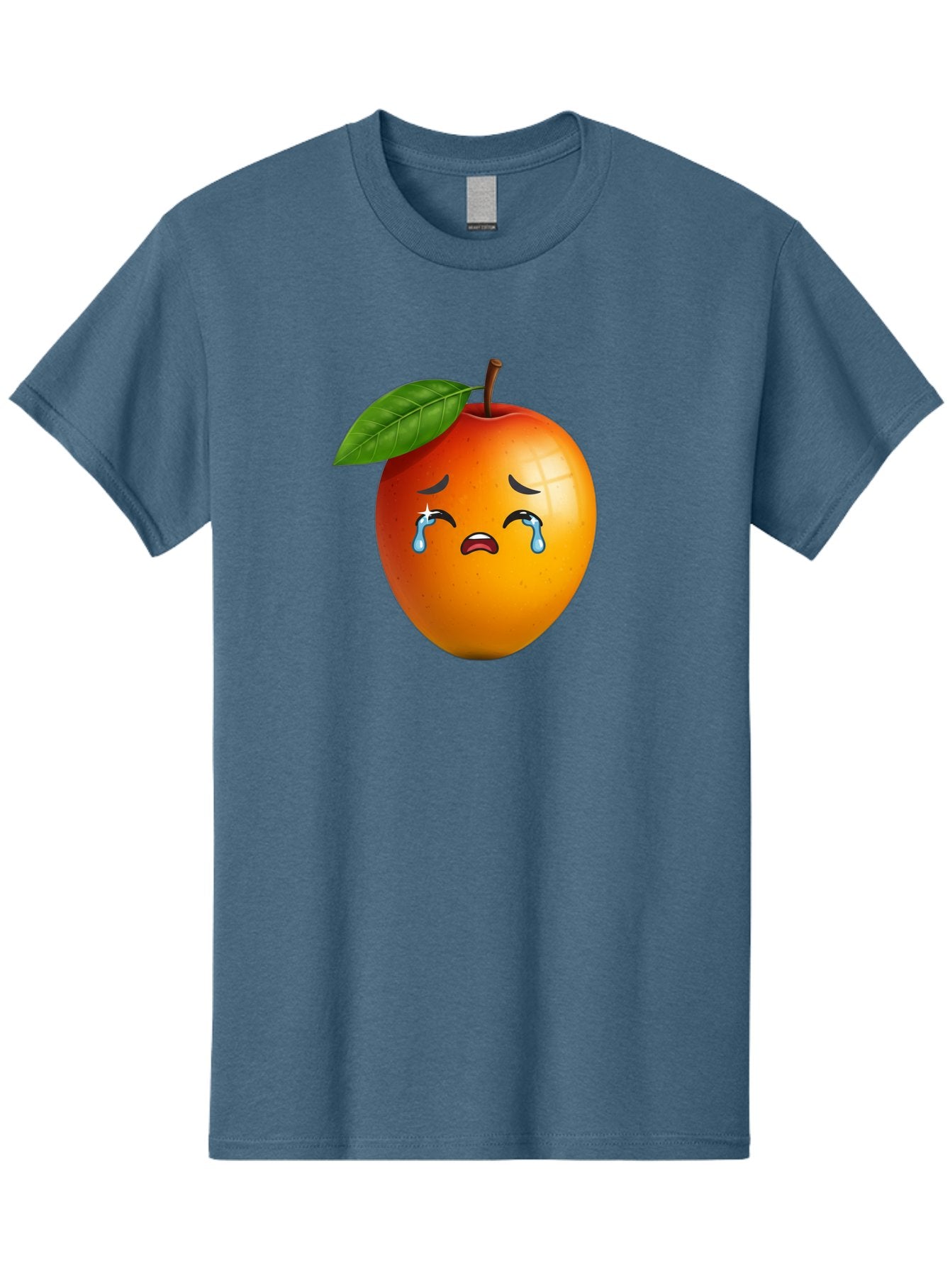 Crying-Peach Men'S Graphic Tee, 100% Cotton, Comfortable Casual Summer Wear, Machine Washable, Peach Fruit, Crying Face, Sad Expression, Tears, Sorrowful Emoji, Fruit Emoji, Emotional Face, Crying Peach, Peach With Tears Bab828 3