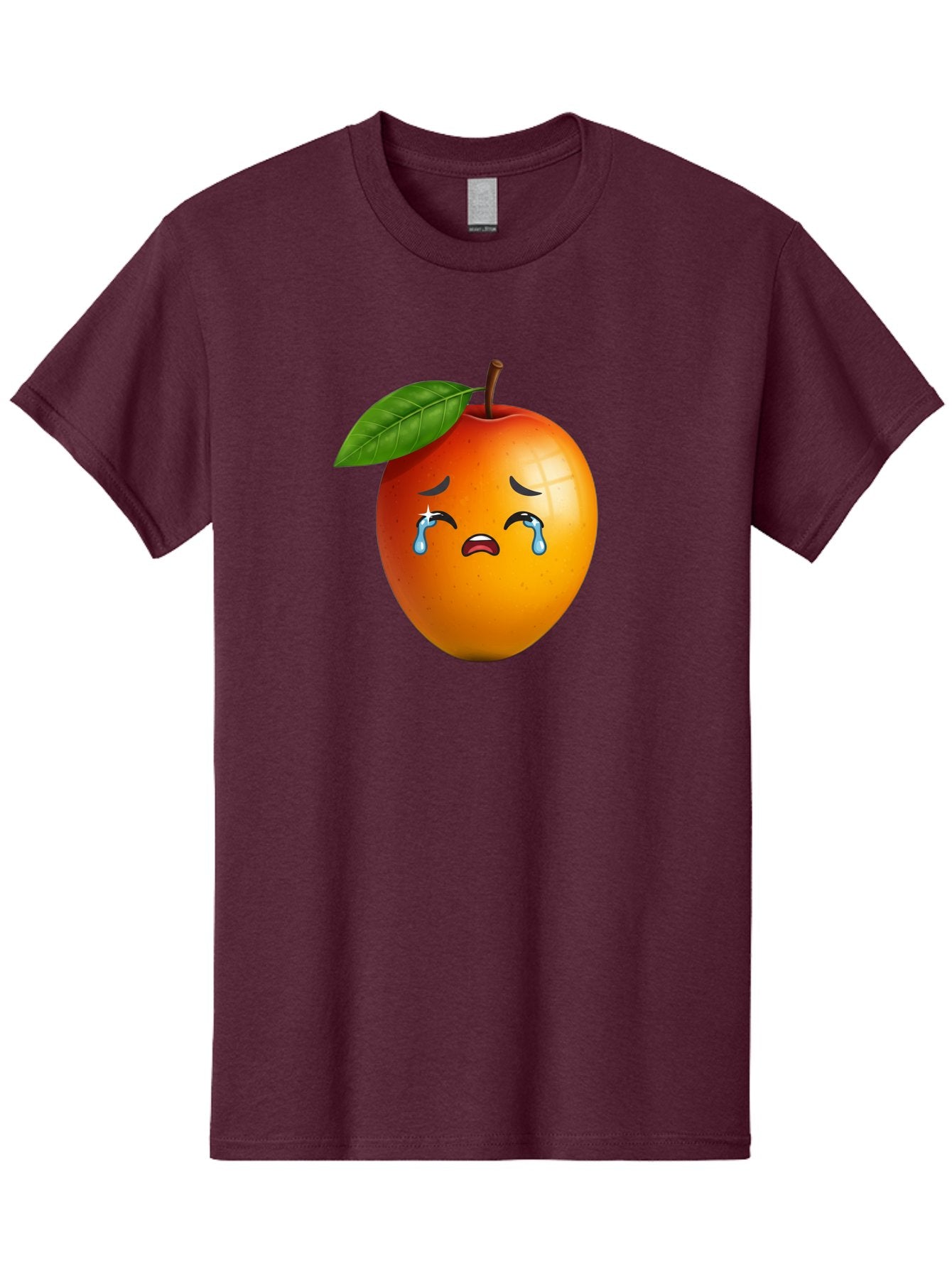 Crying-Peach Men'S Graphic Tee, 100% Cotton, Comfortable Casual Summer Wear, Machine Washable, Peach Fruit, Crying Face, Sad Expression, Tears, Sorrowful Emoji, Fruit Emoji, Emotional Face, Crying Peach, Peach With Tears Bab828 14