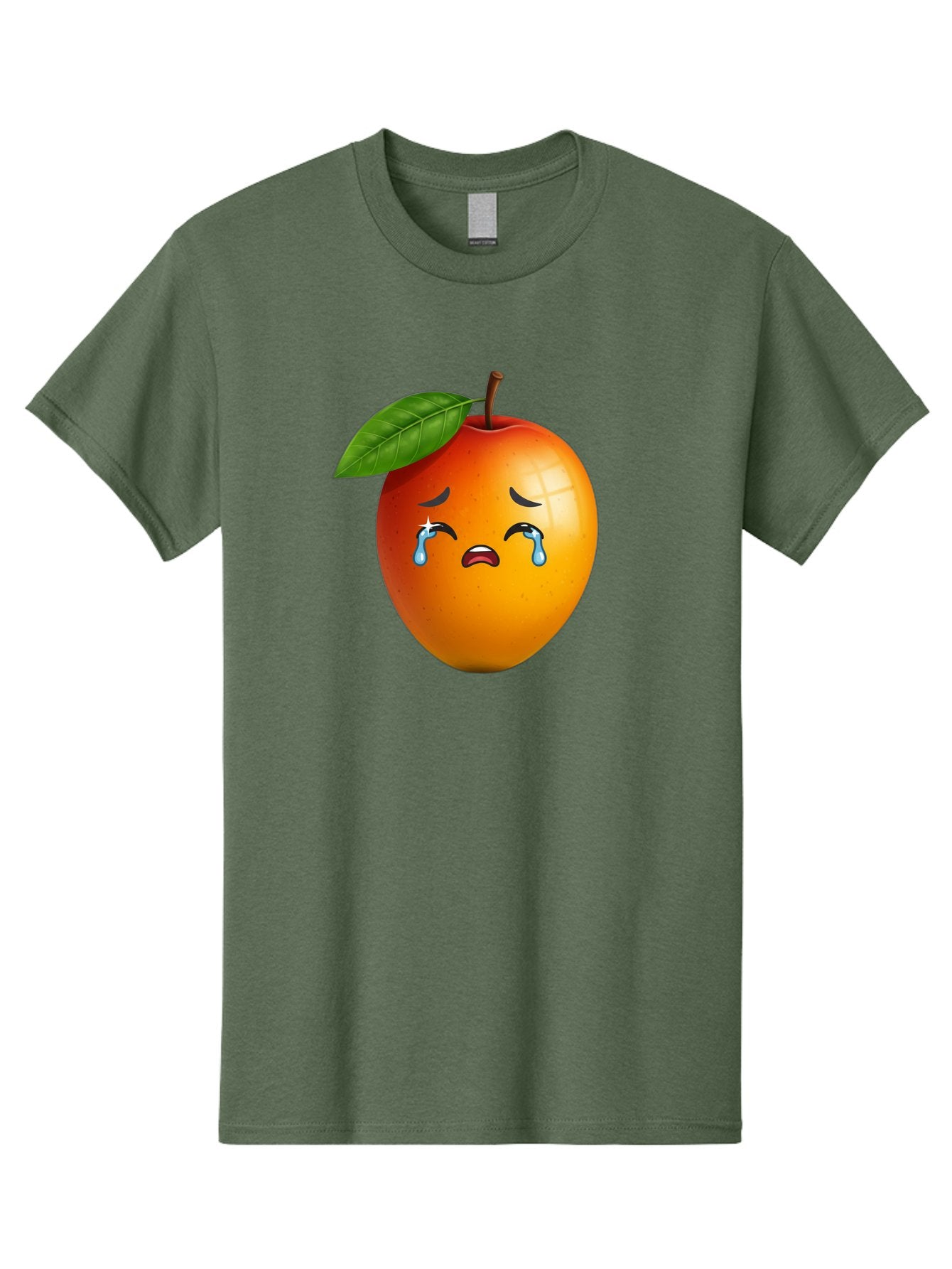 Crying-Peach Men'S Graphic Tee, 100% Cotton, Comfortable Casual Summer Wear, Machine Washable, Peach Fruit, Crying Face, Sad Expression, Tears, Sorrowful Emoji, Fruit Emoji, Emotional Face, Crying Peach, Peach With Tears Bab828 6
