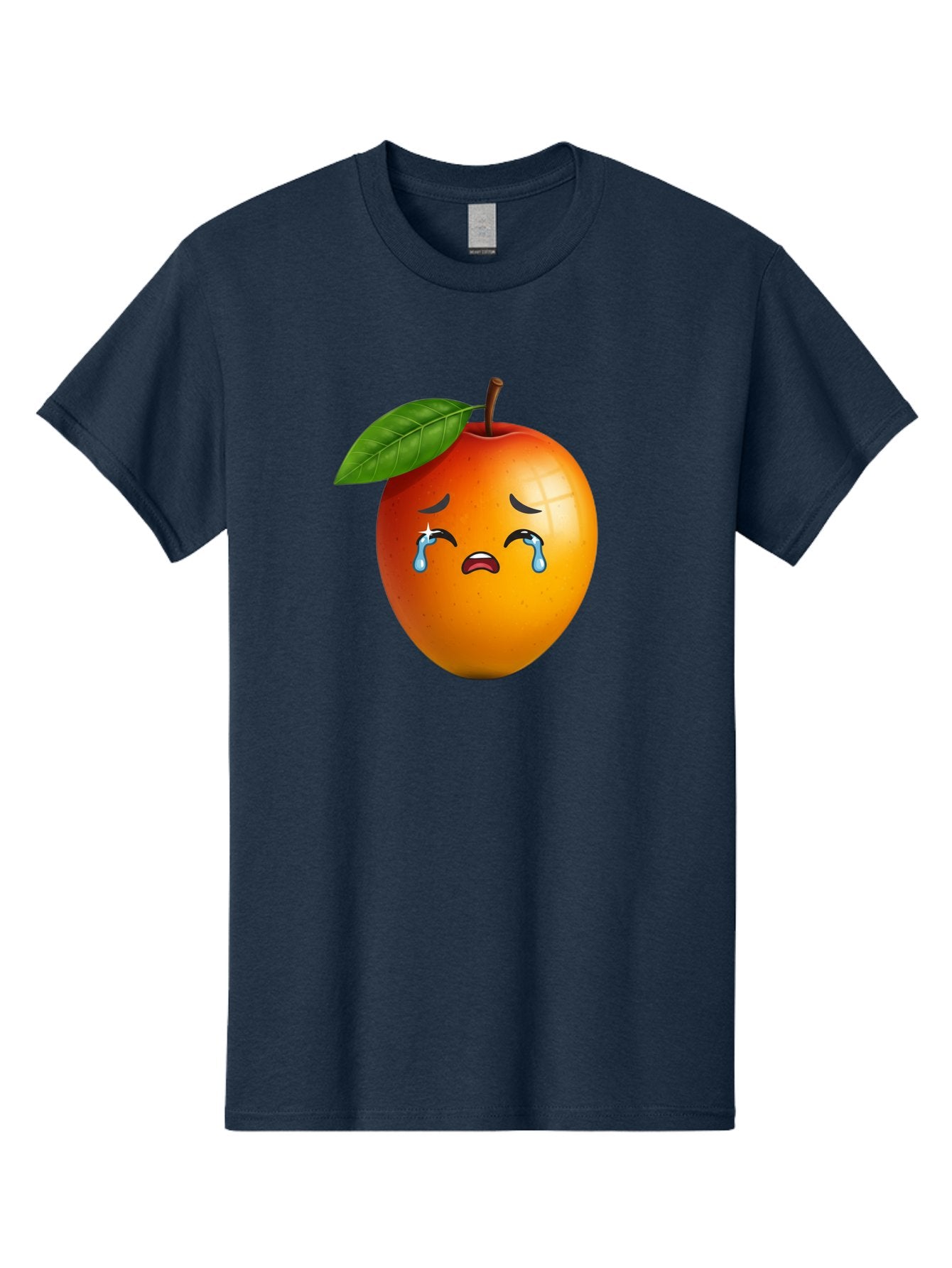 Crying-Peach Men'S Graphic Tee, 100% Cotton, Comfortable Casual Summer Wear, Machine Washable, Peach Fruit, Crying Face, Sad Expression, Tears, Sorrowful Emoji, Fruit Emoji, Emotional Face, Crying Peach, Peach With Tears Bab828