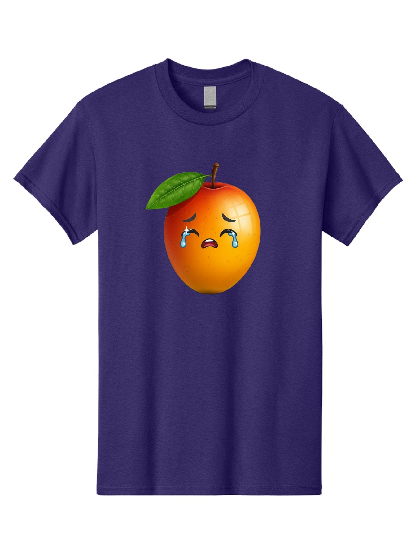 Crying-Peach Men'S Graphic Tee, 100% Cotton, Comfortable Casual Summer Wear, Machine Washable, Peach Fruit, Crying Face, Sad Expression, Tears, Sorrowful Emoji, Fruit Emoji, Emotional Face, Crying Peach, Peach With Tears Bab828