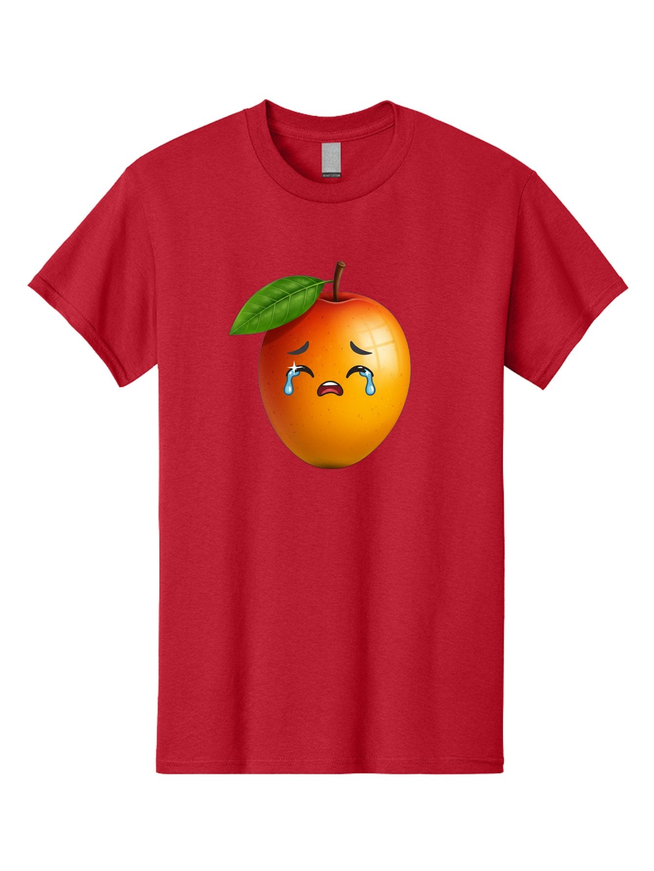 Crying-Peach Men'S Graphic Tee, 100% Cotton, Comfortable Casual Summer Wear, Machine Washable, Peach Fruit, Crying Face, Sad Expression, Tears, Sorrowful Emoji, Fruit Emoji, Emotional Face, Crying Peach, Peach With Tears Bab828 10