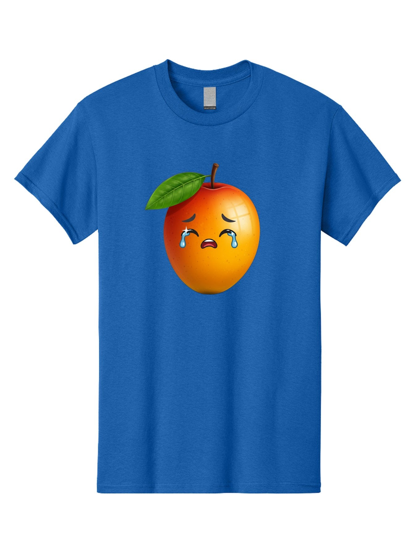 Crying-Peach Men'S Graphic Tee, 100% Cotton, Comfortable Casual Summer Wear, Machine Washable, Peach Fruit, Crying Face, Sad Expression, Tears, Sorrowful Emoji, Fruit Emoji, Emotional Face, Crying Peach, Peach With Tears Bab828 7