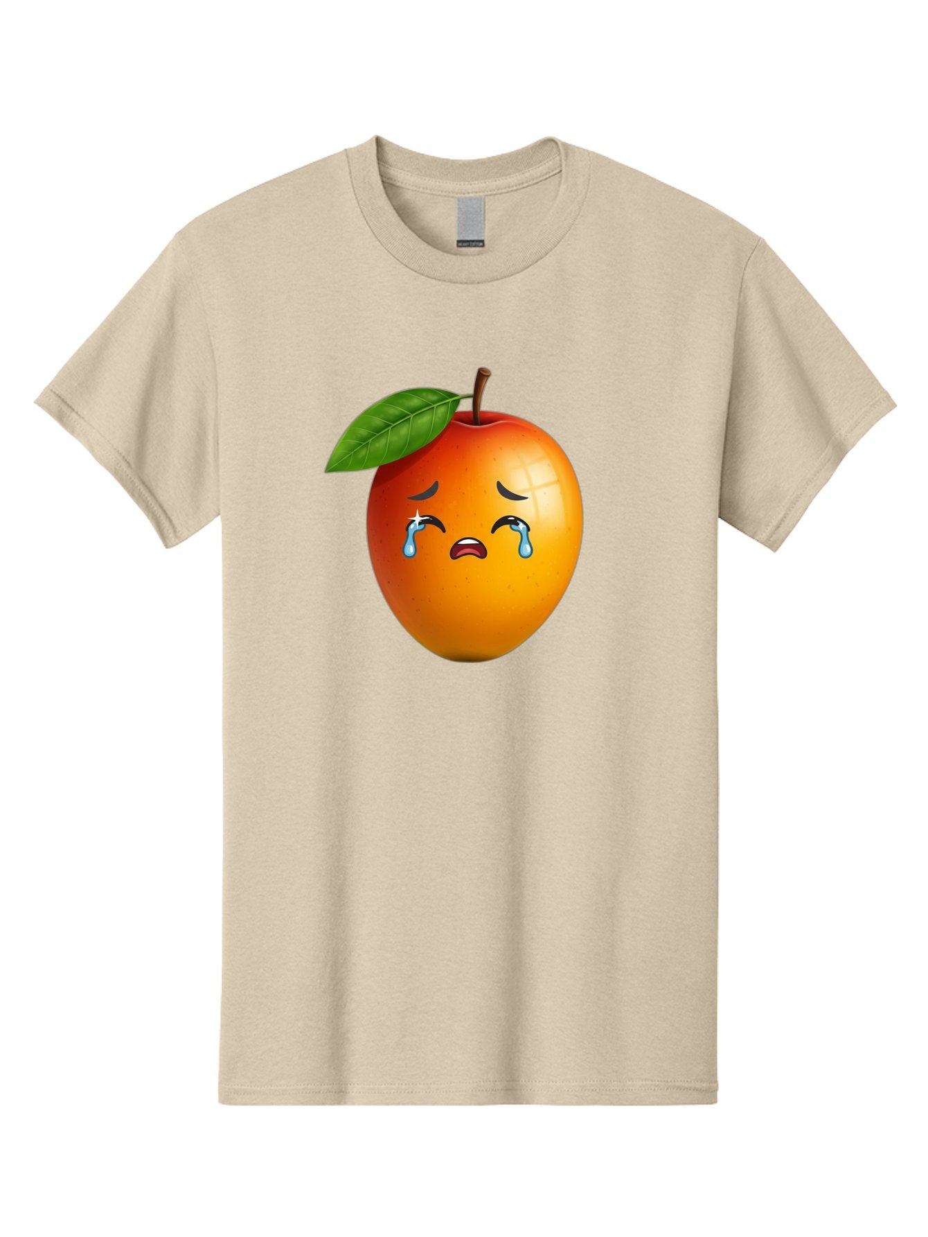 Crying-Peach Men'S Graphic Tee, 100% Cotton, Comfortable Casual Summer Wear, Machine Washable, Peach Fruit, Crying Face, Sad Expression, Tears, Sorrowful Emoji, Fruit Emoji, Emotional Face, Crying Peach, Peach With Tears Bab828 4