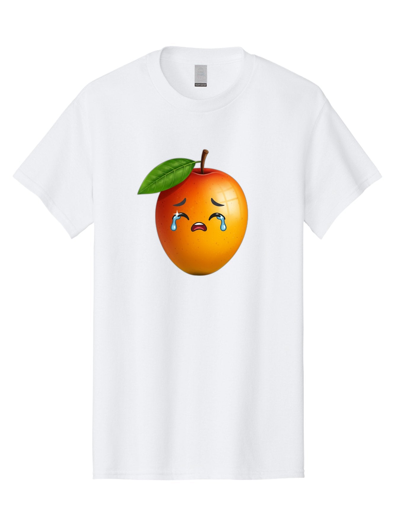 Crying-Peach Men'S Graphic Tee, 100% Cotton, Comfortable Casual Summer Wear, Machine Washable, Peach Fruit, Crying Face, Sad Expression, Tears, Sorrowful Emoji, Fruit Emoji, Emotional Face, Crying Peach, Peach With Tears Bab828 5