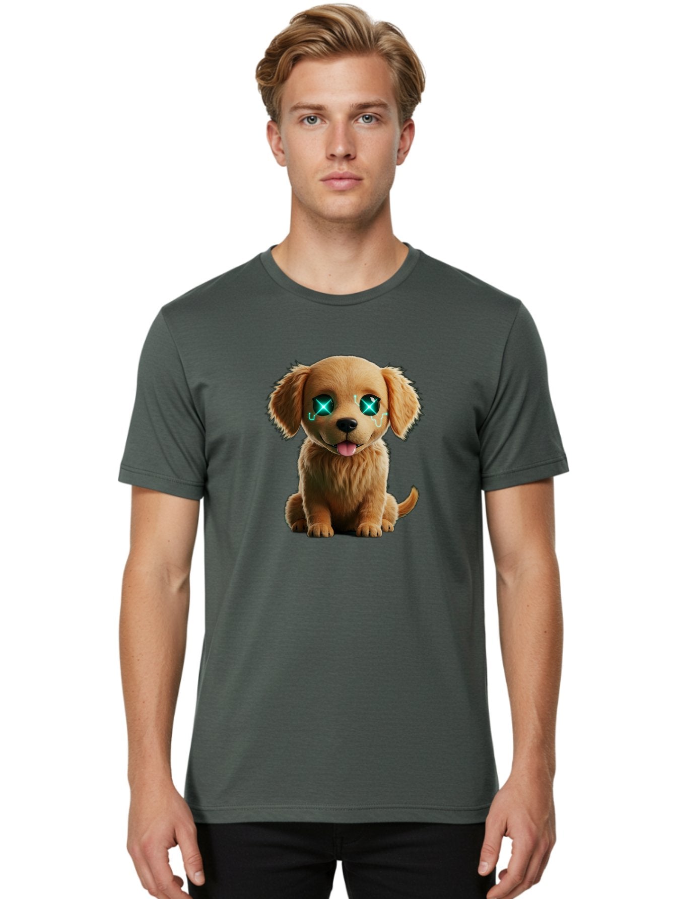 Crying-Puppy-1 Men'S Graphic Tee, 100% Cotton, Comfortable Casual Summer Wear, Machine Washable, Cute Dog, Cartoon-Style, Puppy Eyes, Sad Expression, Crying Tears, Sparkles, Digital Art, Kawaii, Adorable Animal, Funny Face Bab829 16